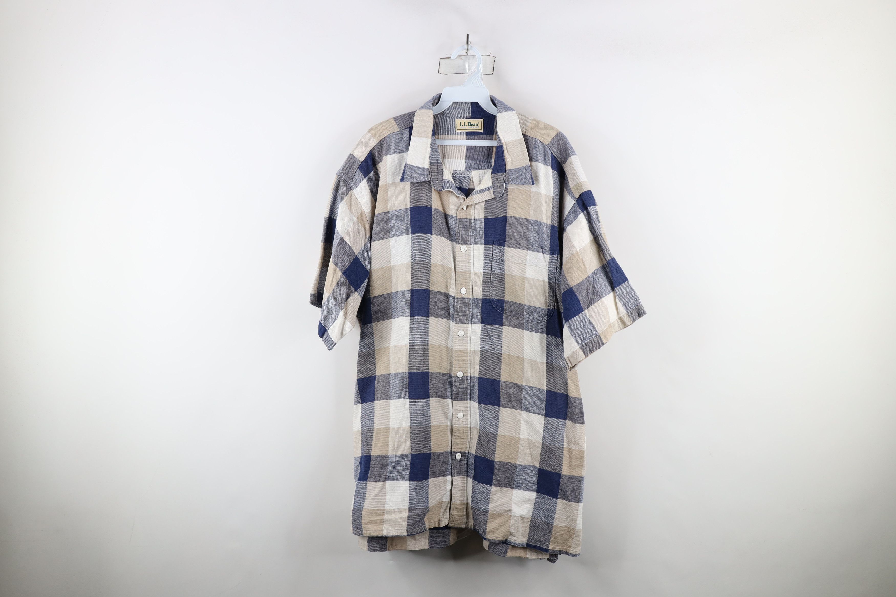 L.L. Bean × Vintage Vintage 90s LL Bean Cool Weave Short Sleeve Button Shirt Size US XXL / EU 58 / 5 - 1 Thumbnail