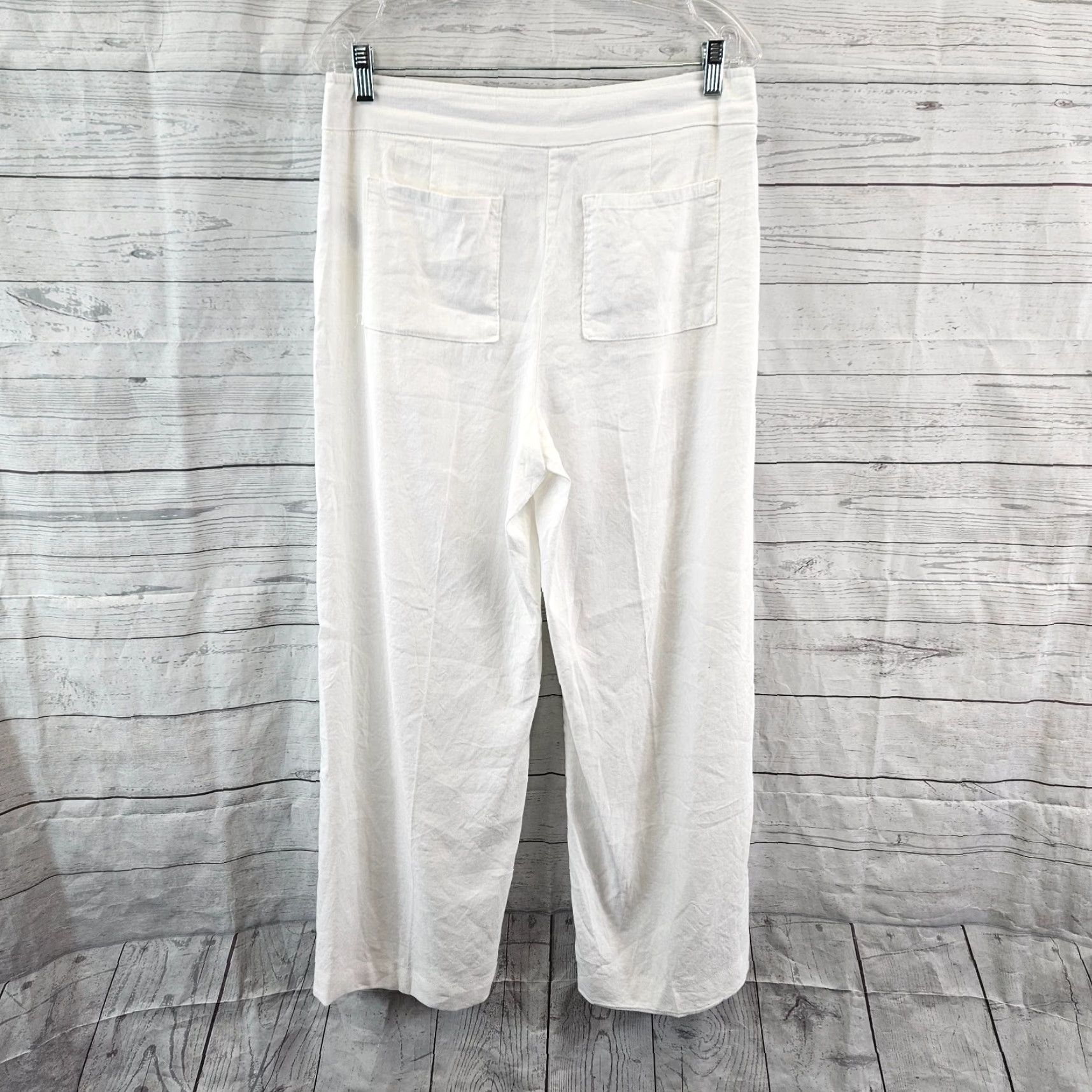 Vintage Chico's Womens Wide Leg Pants Sz 8 White Linen Blend High Rise Ankle Pants N/A? Size 30" / US 8 / IT 44 - 3 Thumbnail