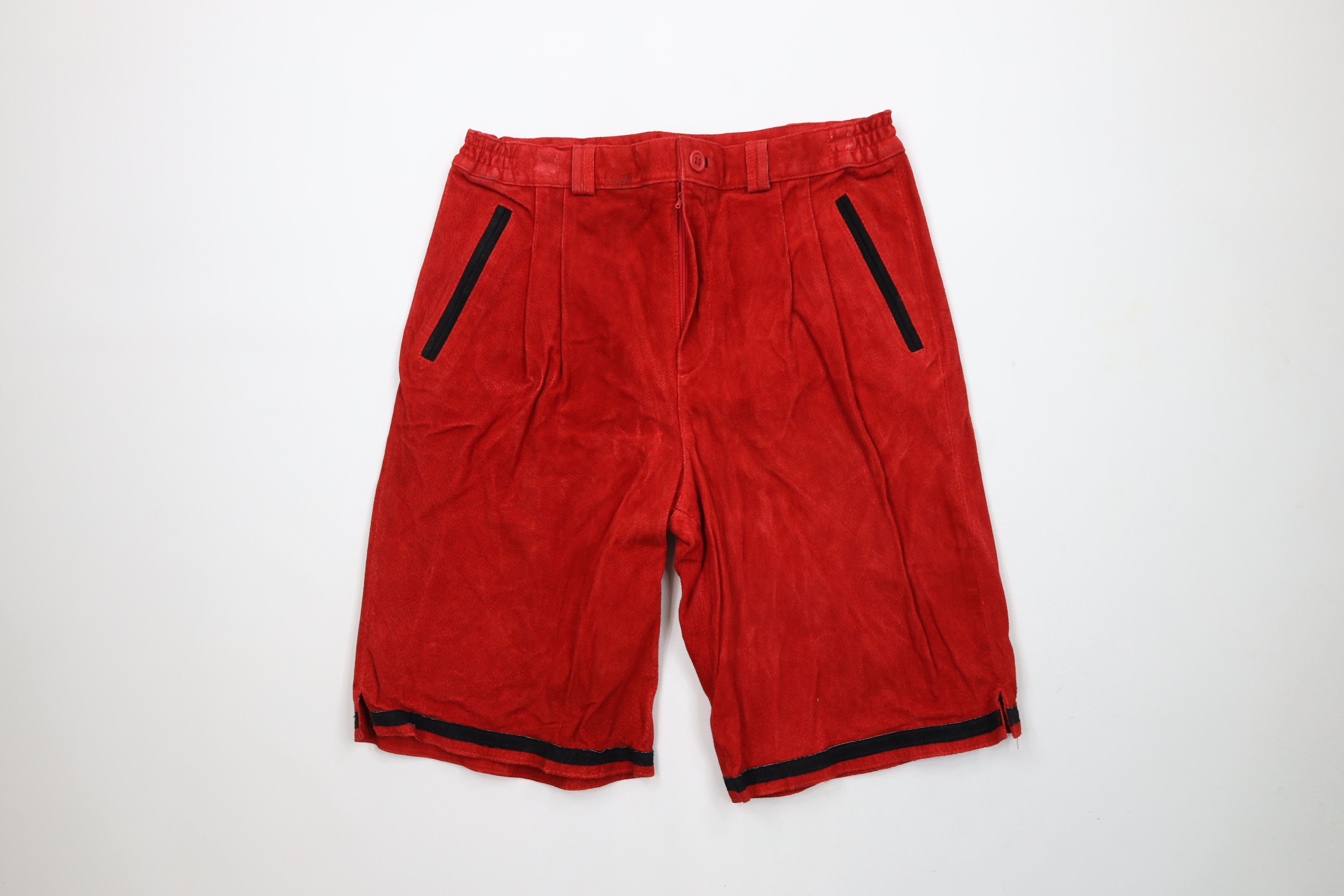 Deadstock Vintage 90s Streetwear Suede Leather Shorts Suit