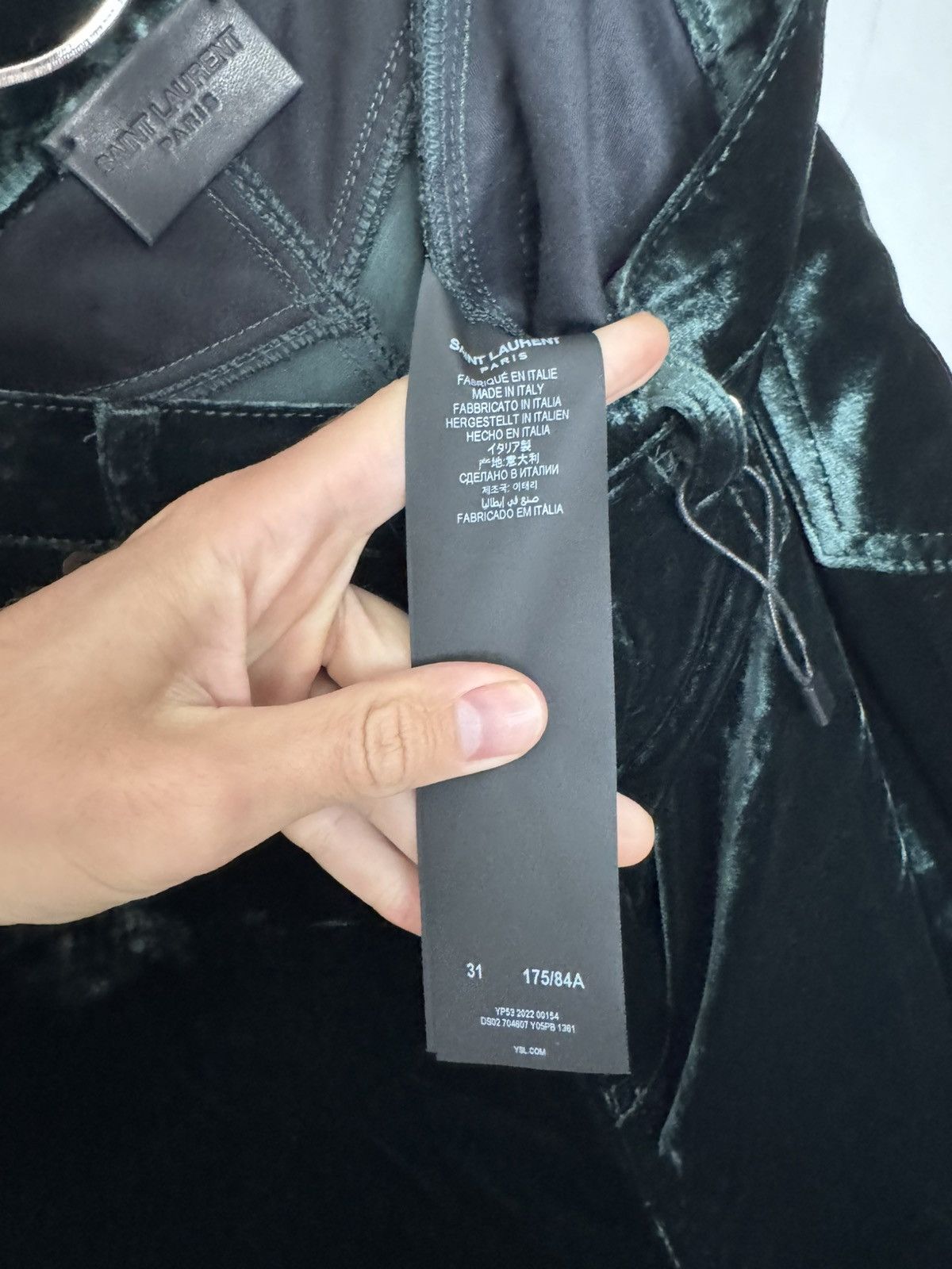 Saint Laurent Paris Green Velour Highwaisted pants Size US 31 - 6 Thumbnail