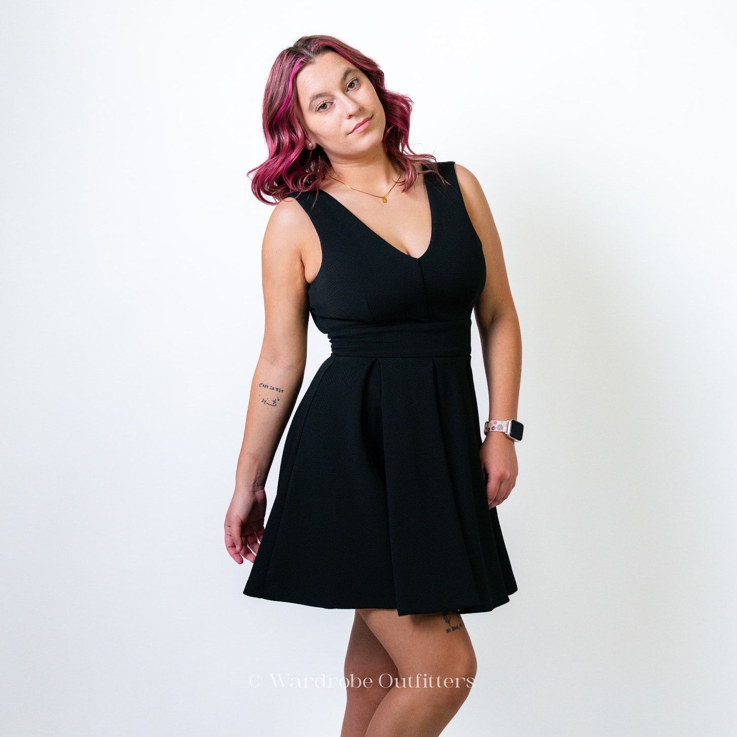 Designer Haute Monde Black A-Cut Midi Dress Size S / US 4 / IT 40 - 2 Thumbnail