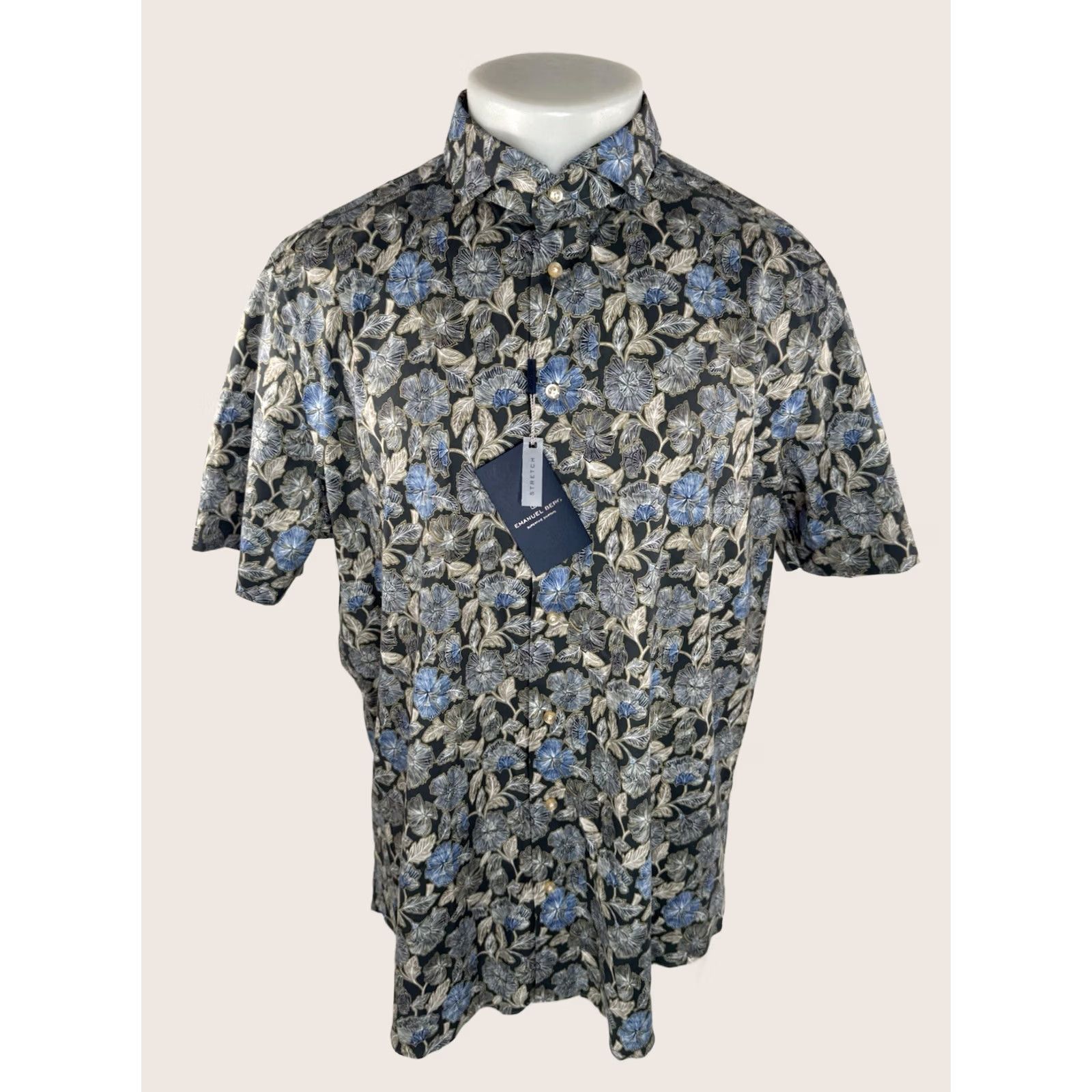 Reyn Spooner EMANUEL BERG - NEW w TAG - Floral Hawaiian XL Shirt - Button-Up - Men - Short Sleeve - Blue / Brown / White - Hawaiian Theme - XL Size US XL / EU 56 / 4 - 1 Thumbnail