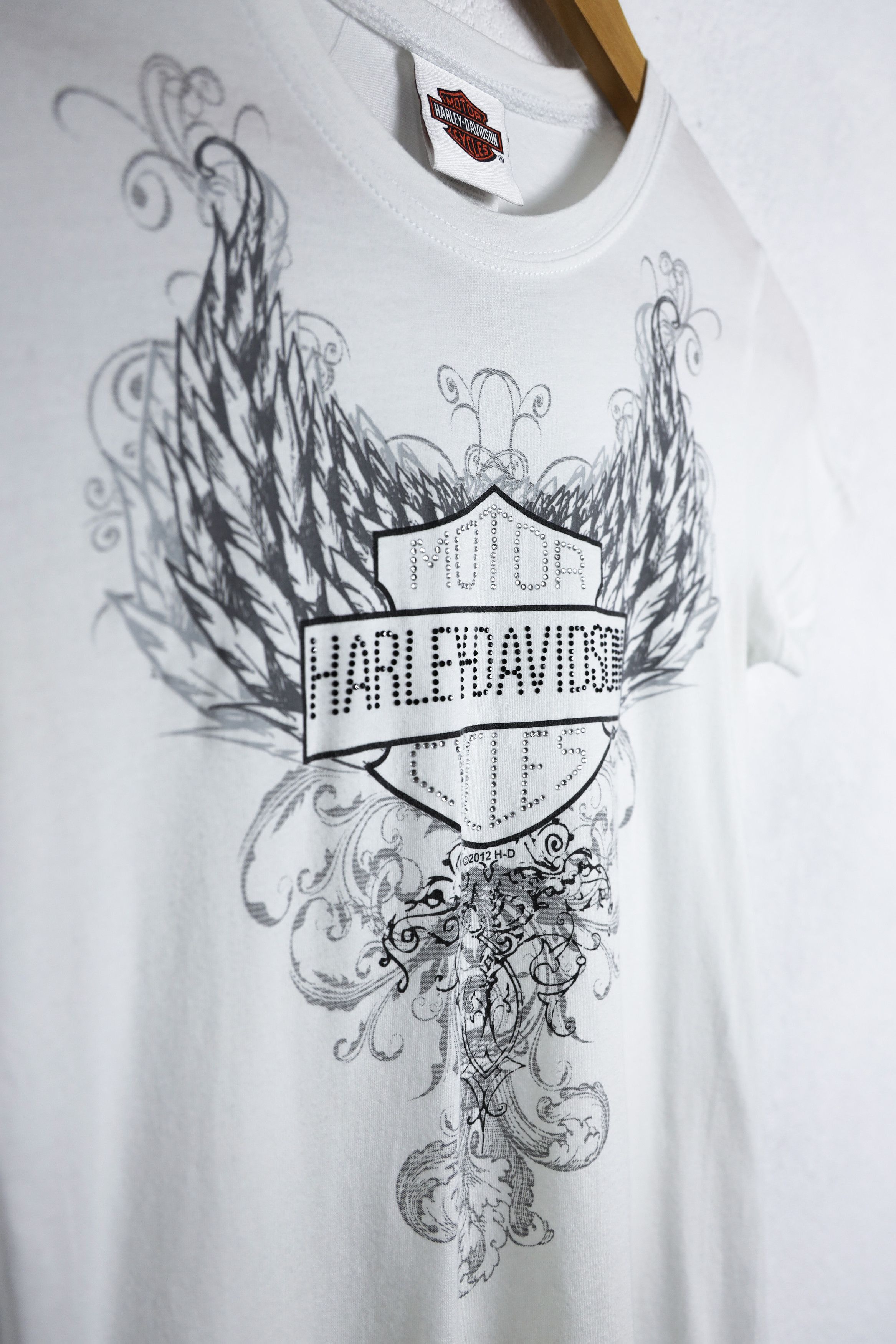 Harley Davidson Harley Davidson Embellished Rhinestone Logo Tee T-shirt Y2K Size S / US 4 / IT 40 - 4 Thumbnail