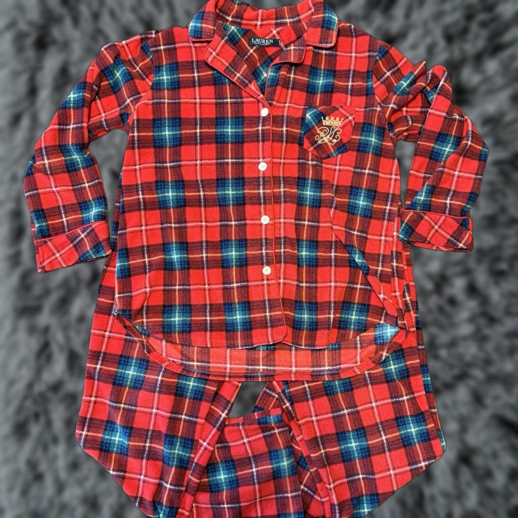 Ralph Lauren VINTAGE Ralph Lauren Pajama Set Womens Large Red Plaid Flannel 2pc Sleepwear Size ONE SIZE - 1 Thumbnail