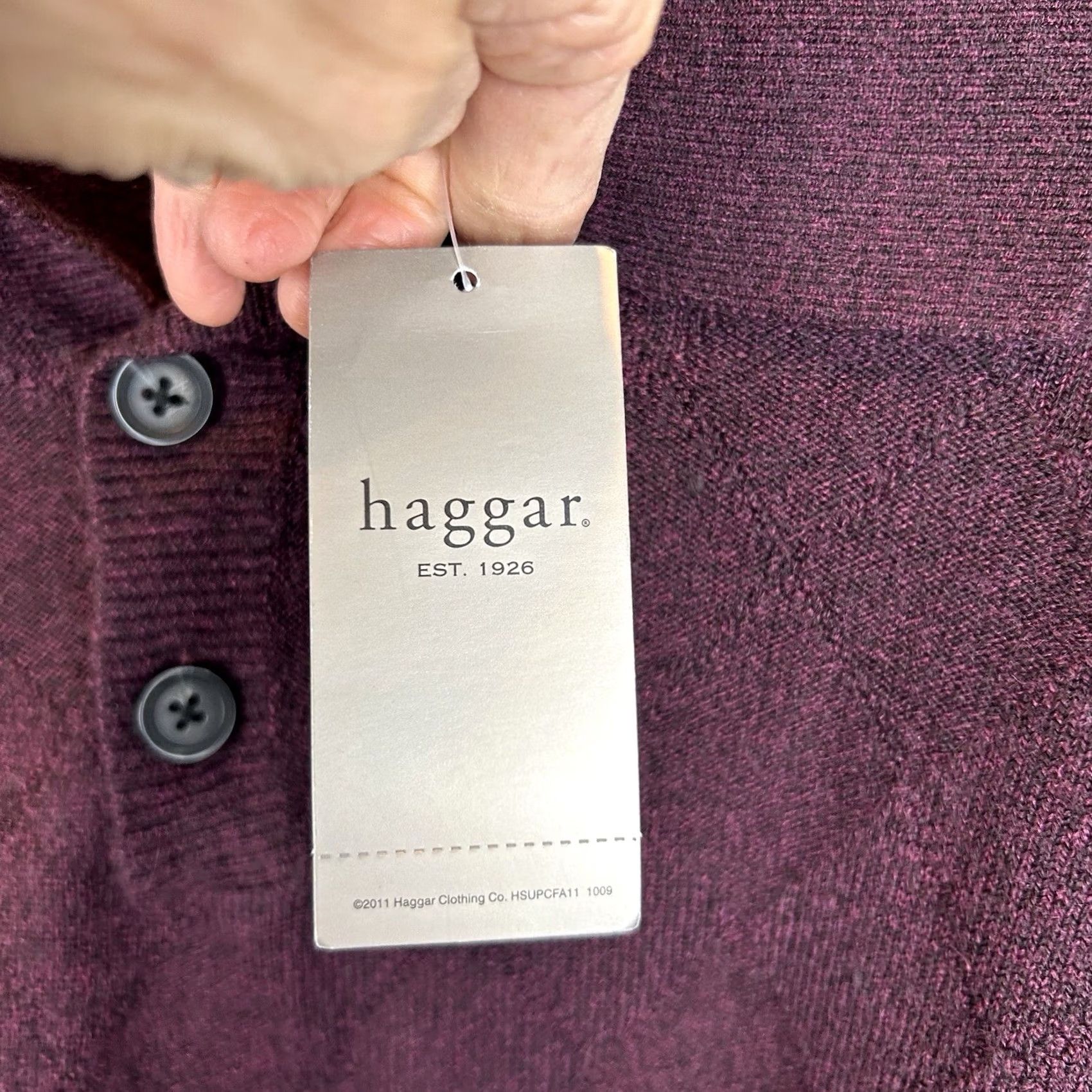 Haggar Haggar Collared Sweater Mens M Button Pullover Purple Knit New Regular Size US M / EU 48-50 / 2 - 7 Thumbnail