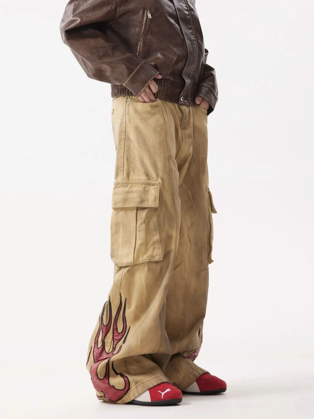 Japanese Brand × Jean Flame Embroidery Wide Leg Dirty Jean Size US 30 / EU 46 - 2 Thumbnail