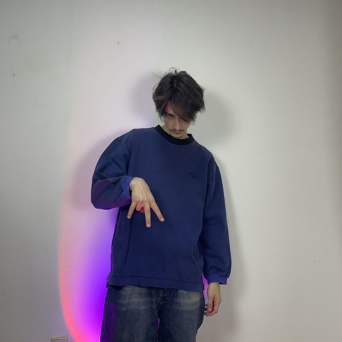 Puma VINTAGE 🪼 PUMA faded boxy fit stripped crewneck sweatshirt Size US XXL / EU 58 / 5 - 2 Thumbnail
