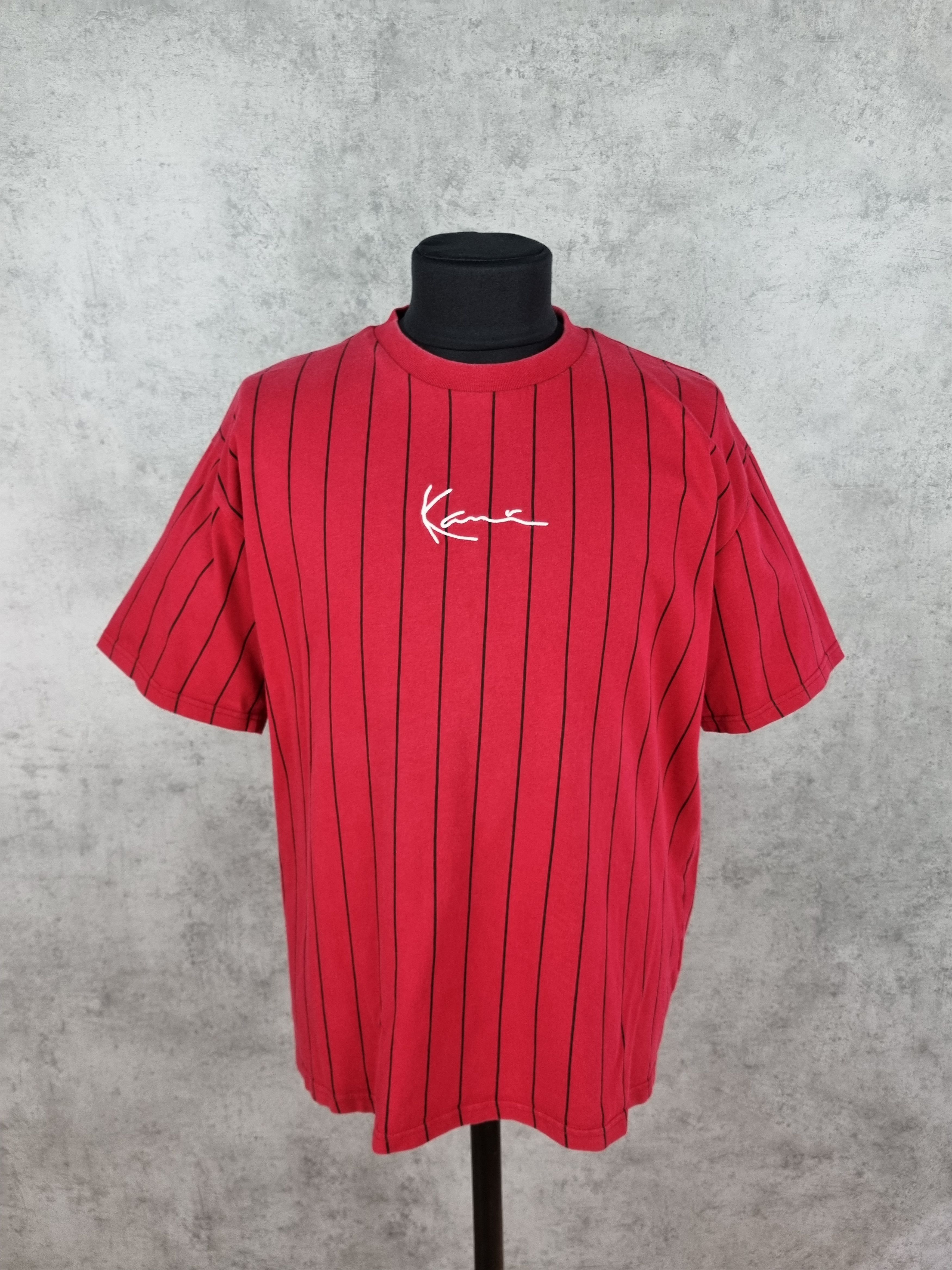 Karl Kani Karl Kani Central Embroidered Logo Pinstriped Teeshirt Size US XL / EU 56 / 4 - 1 Thumbnail