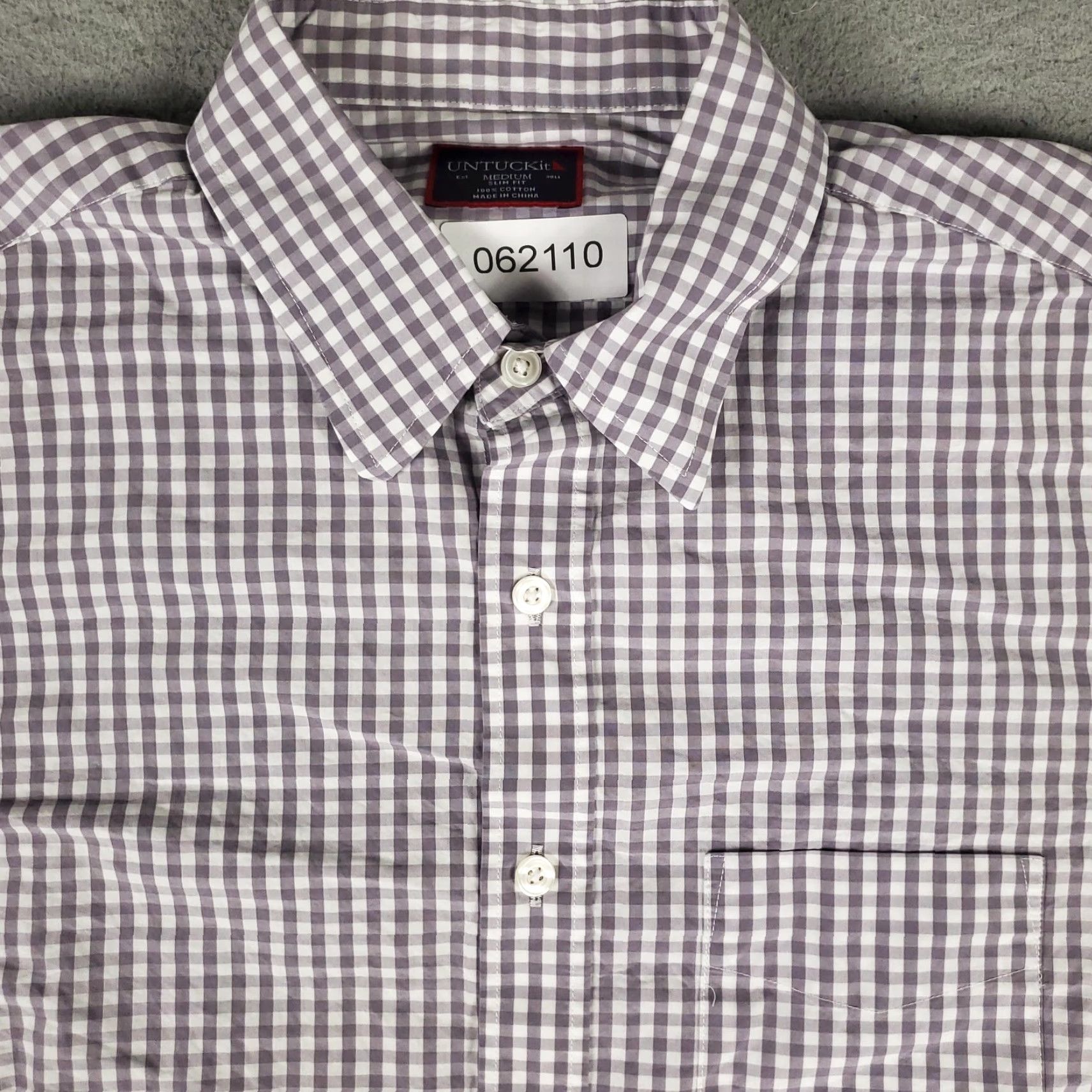 UNTUCKit UNTUCKit Shirt Mens Medium Slim Fit Long Sleeve Button-Up Check Dress Shirt Purple Mens Size 40R - 2 Thumbnail
