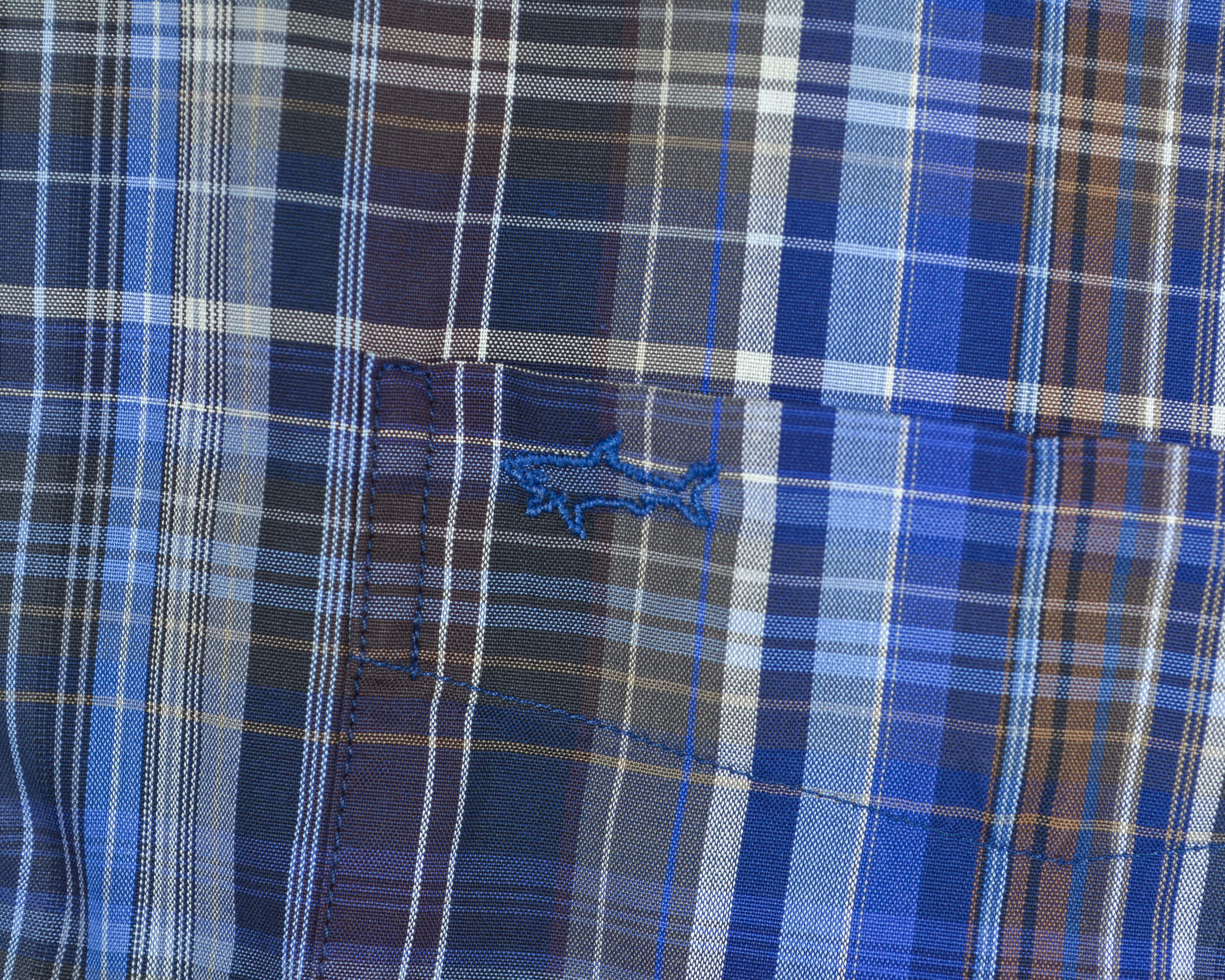 Paul & Shark Vintage Men's Shirt Cotton Button Up Over L Plaid Check Blue Size US L / EU 52-54 / 3 - 8 Thumbnail