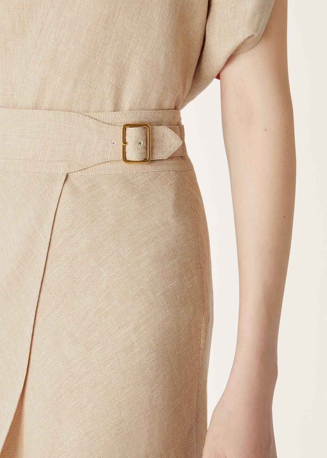 Loro Piana o1srvl11e0825 FAO5974 Irene Midi Skirt in Beige Size 26" / US 2 / IT 38 - 5 Thumbnail