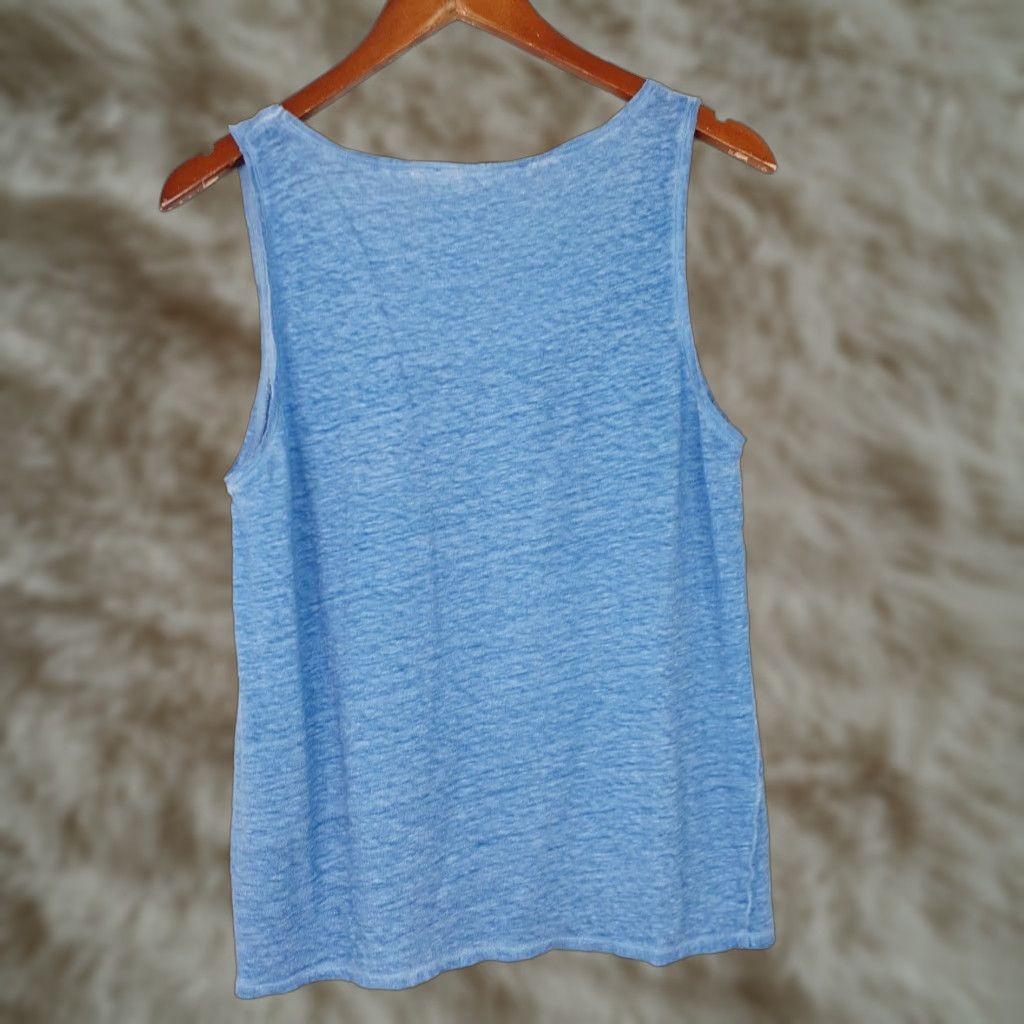 Gerard Darel Gerard Darel Tank Top Scoop Neck Blue Linen Womens Size S Small Size S / US 4 / IT 40 - 1 Thumbnail