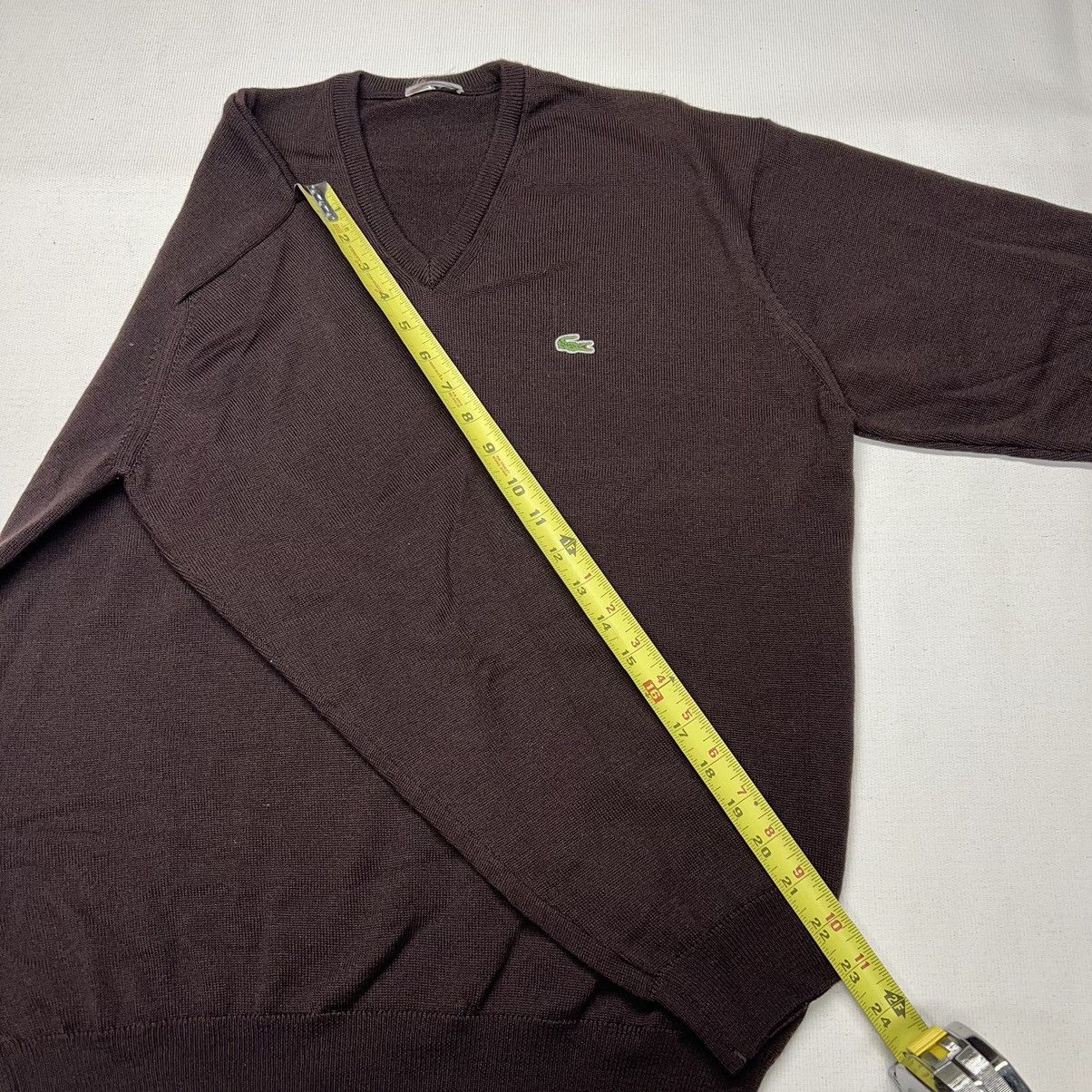 Lacoste Lacoste Sweater Brown Wool V-Neck Sweater Laine Vierge Size US M / EU 48-50 / 2 - 14 Thumbnail