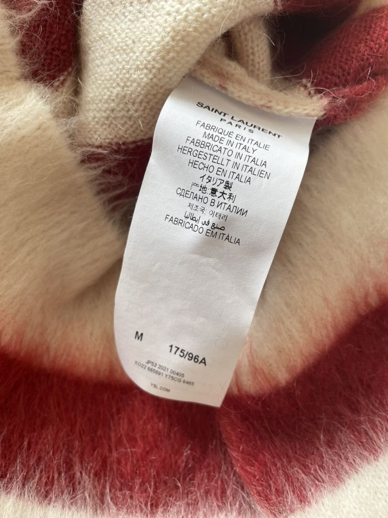 Saint Laurent Paris Saint Laurent Red/White Striped Mohair Sweater Size US M / EU 48-50 / 2 - 10 Thumbnail