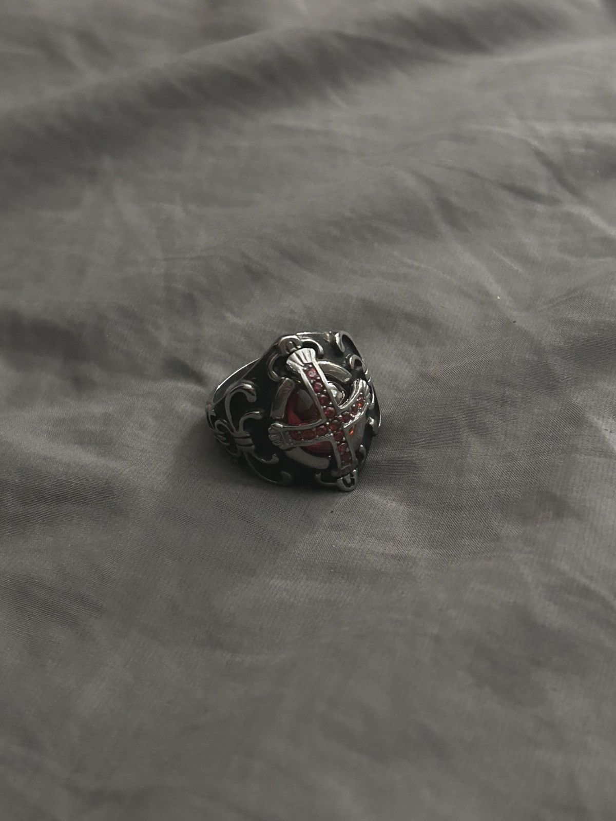 Other Silver and Red Gothic Ring Size ONE SIZE - 1 Thumbnail
