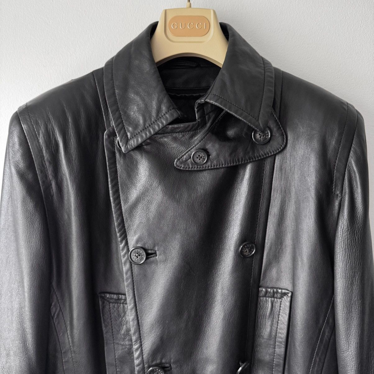Gucci Gucci Tom Ford FW1996 Double Breasted Lined Leather Peacoat Size US M / EU 48-50 / 2 - 5 Thumbnail