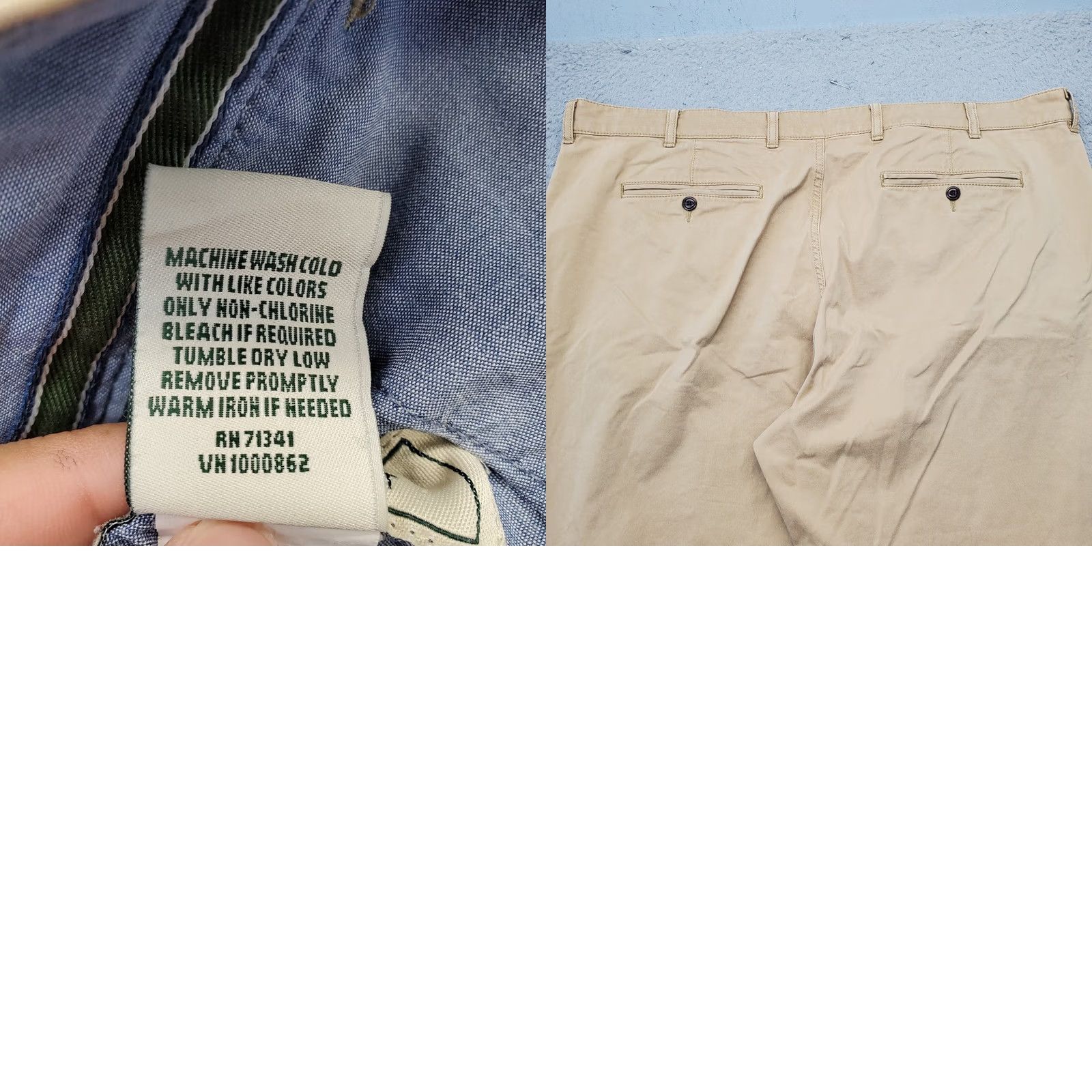 Vintage L.L. Bean Chino Pants Mens 44 Tan Cotton Slacks Stretch Low Waist Standard Fit Pants Size US 44 / EU 60 - 8 Thumbnail