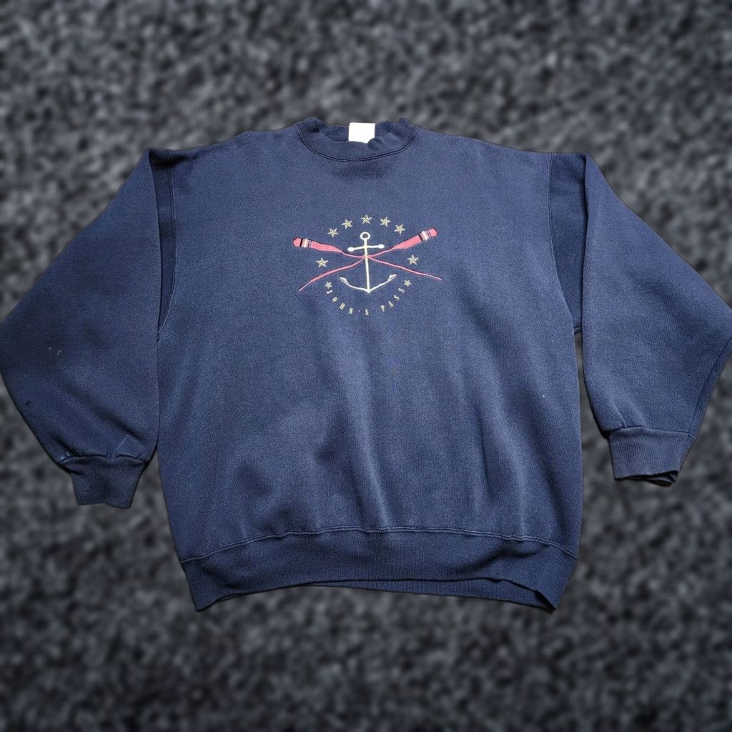 Tultex VINTAGE 90s Embroidered John's Pass Florida Crewneck Sweatshirt Nautical Mens XL Size US XL / EU 56 / 4 - 1 Thumbnail