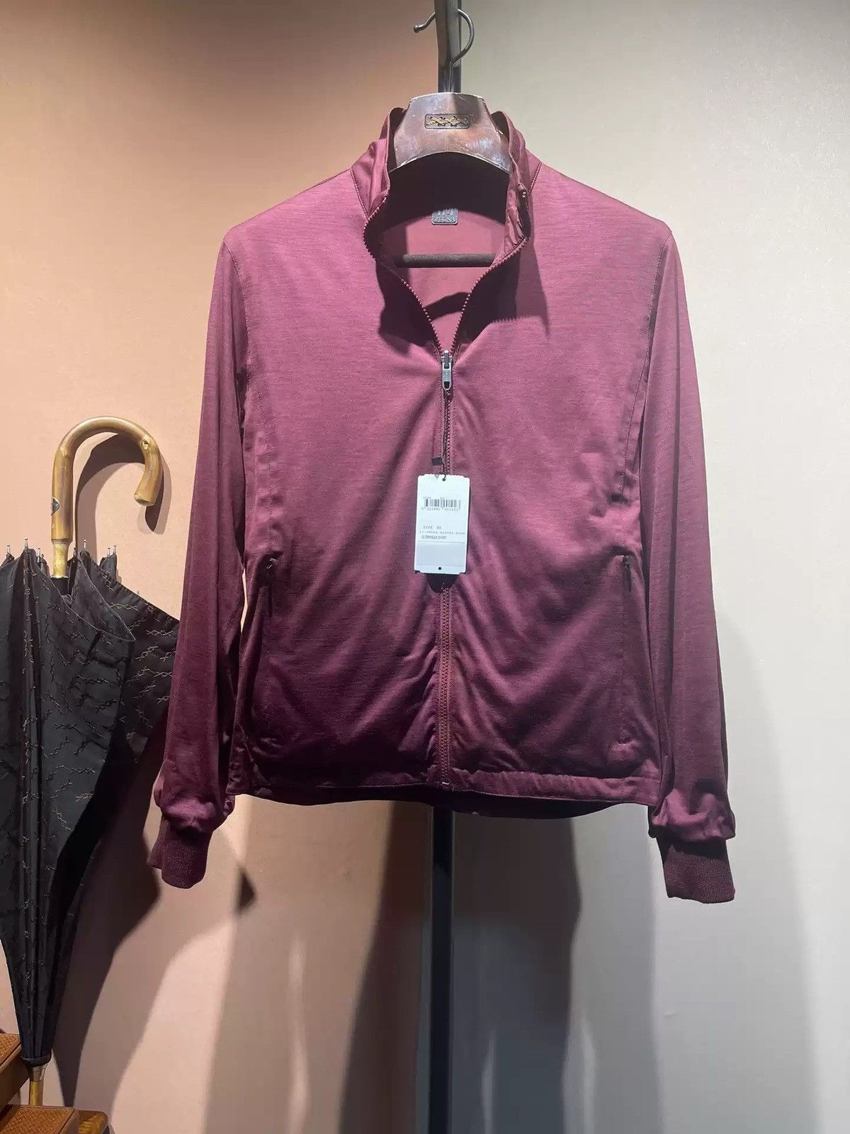 image of Z Zegna Burgundy Wool Reversible Bomber Jacket, Men's (Size XS)