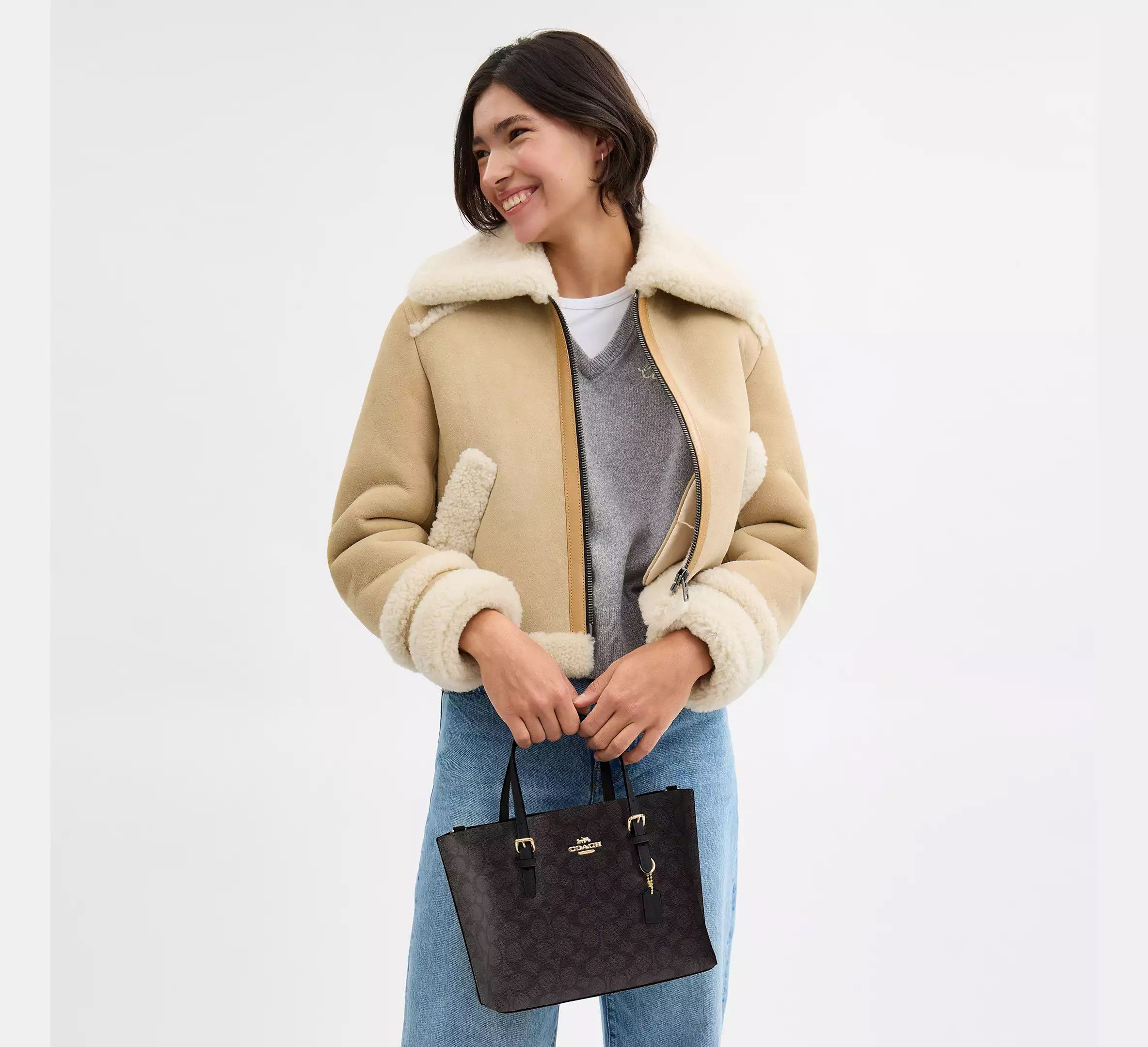 Coach Mollie Tote Bag 25 In Signature Canvas CV965 Size ONE SIZE - 3 Thumbnail