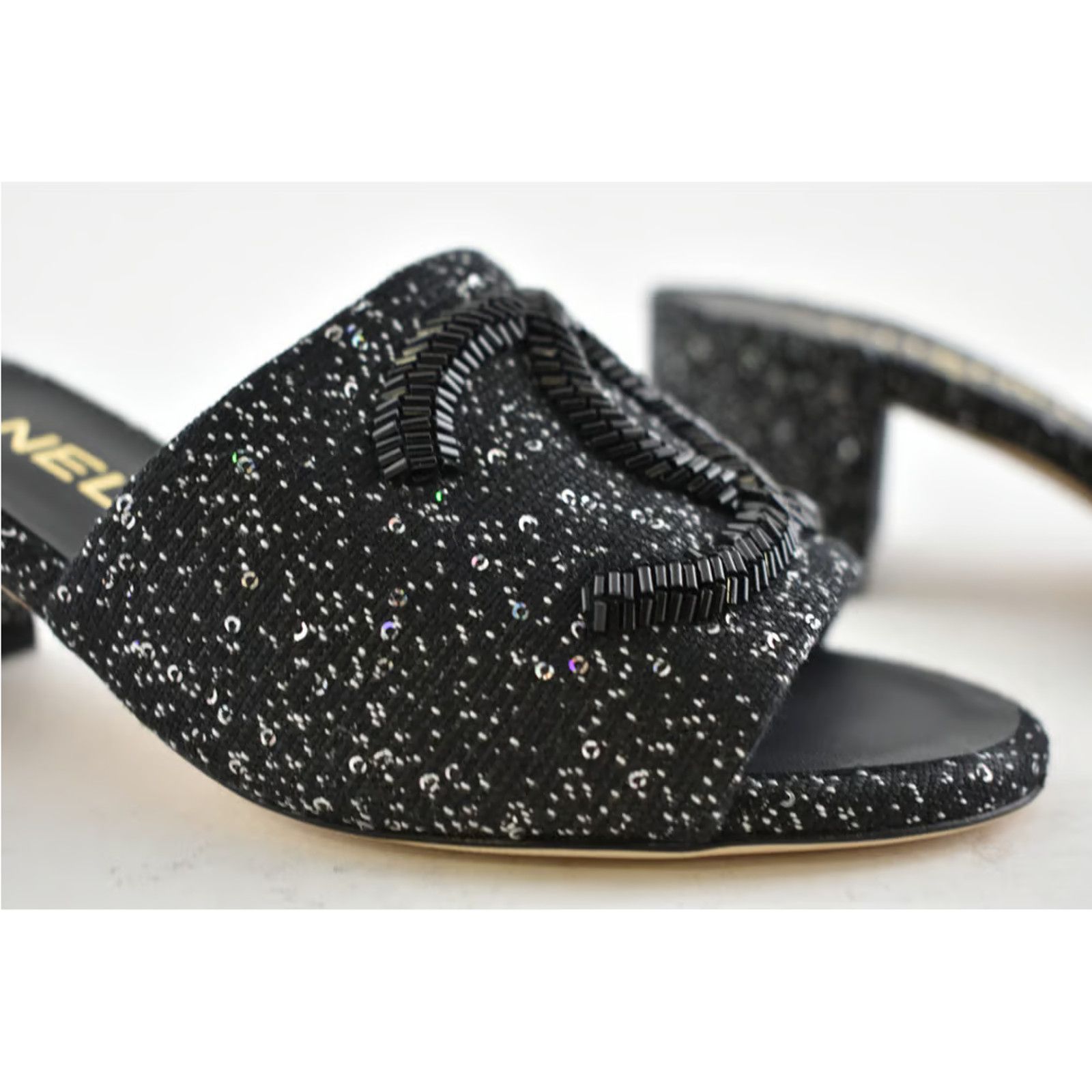 Chanel 19P Fabric CC Logo Backless Slide Mule Sandal Block Heel 35 Size US 5 / IT 35 - 3 Thumbnail