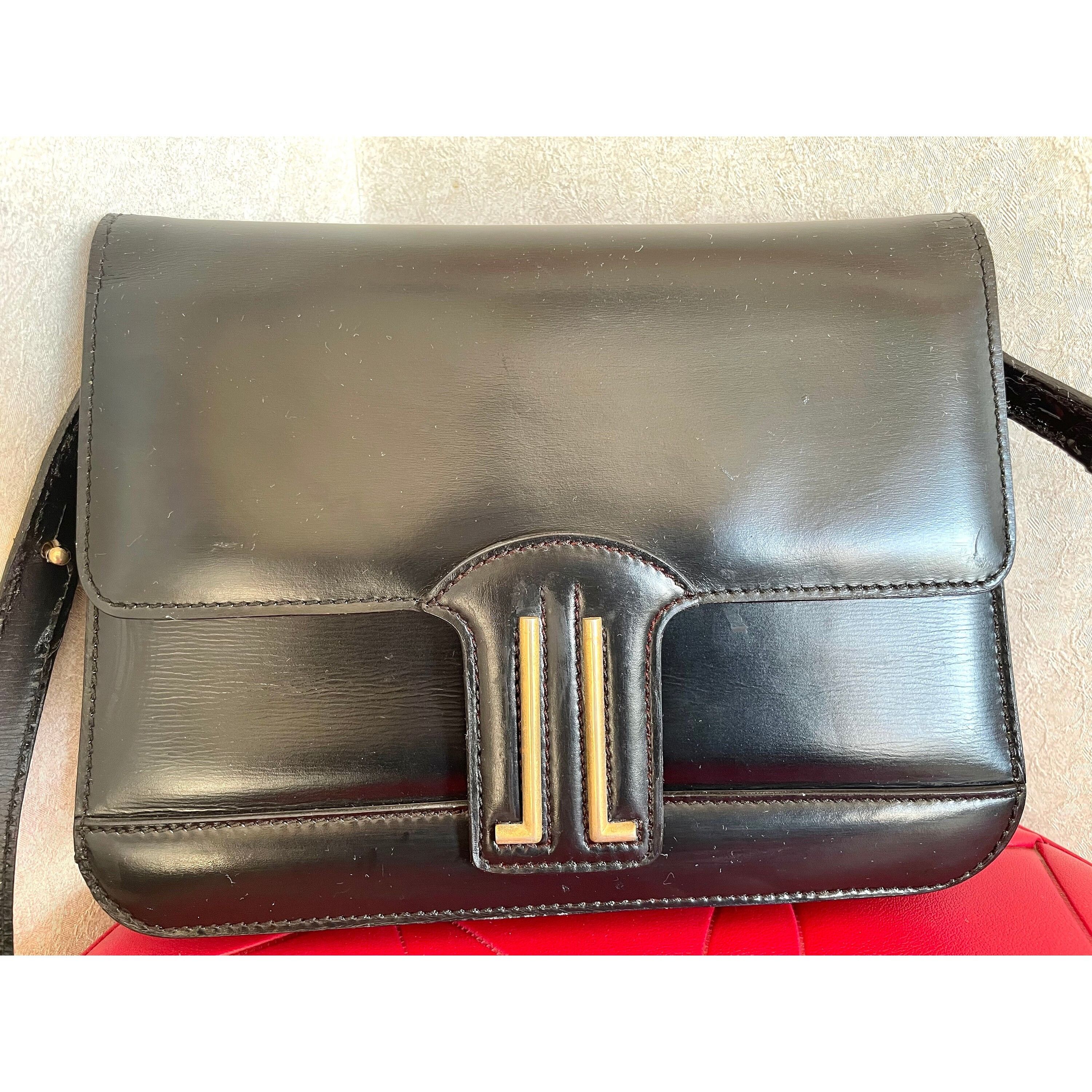 Lanvin Vintage Lanvin black leather shoulder bag with logo motif Size ONE SIZE - 2 Thumbnail
