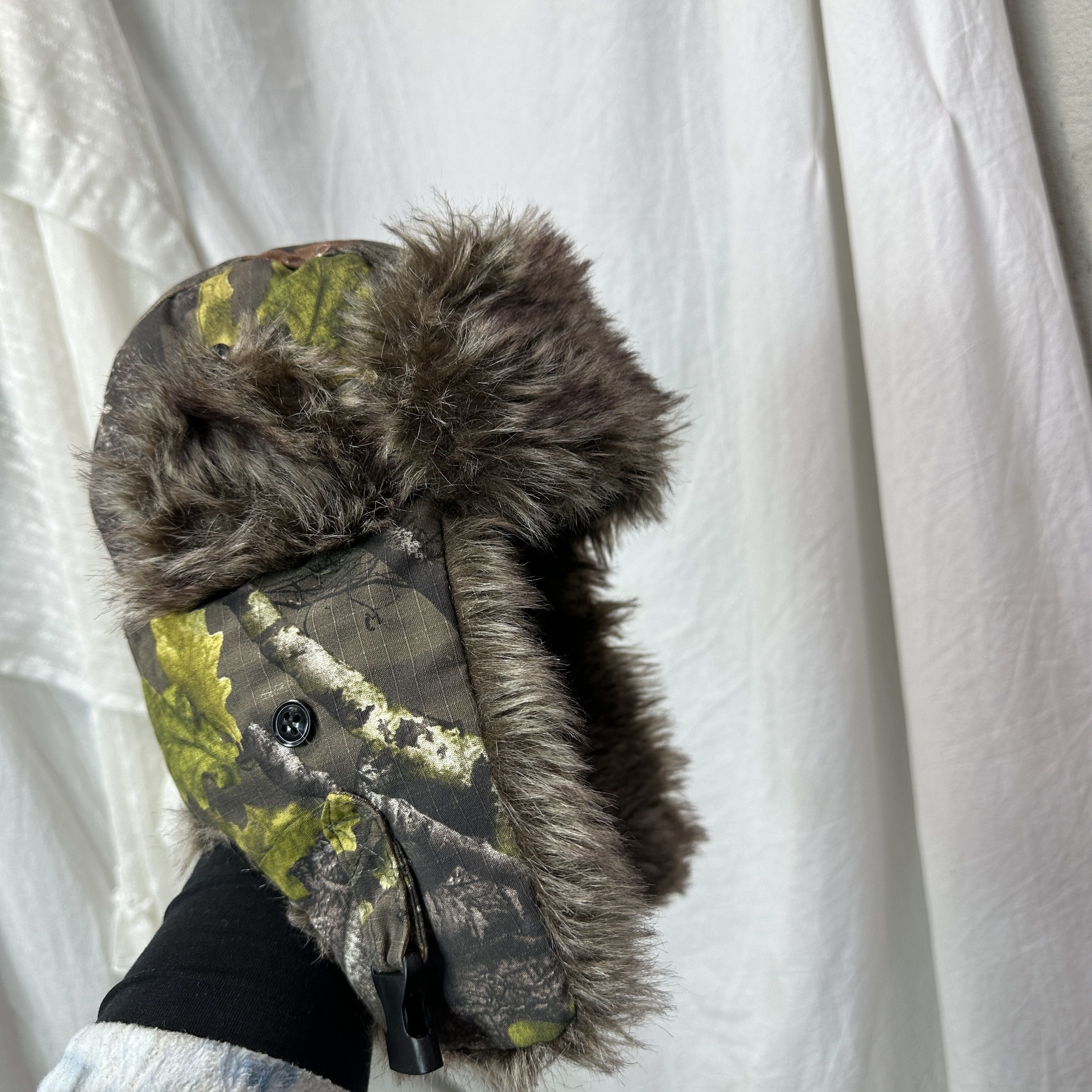 Vintage Vintage Forest Camo Ushanka Winter Cap Y2K Size ONE SIZE - 3 Thumbnail