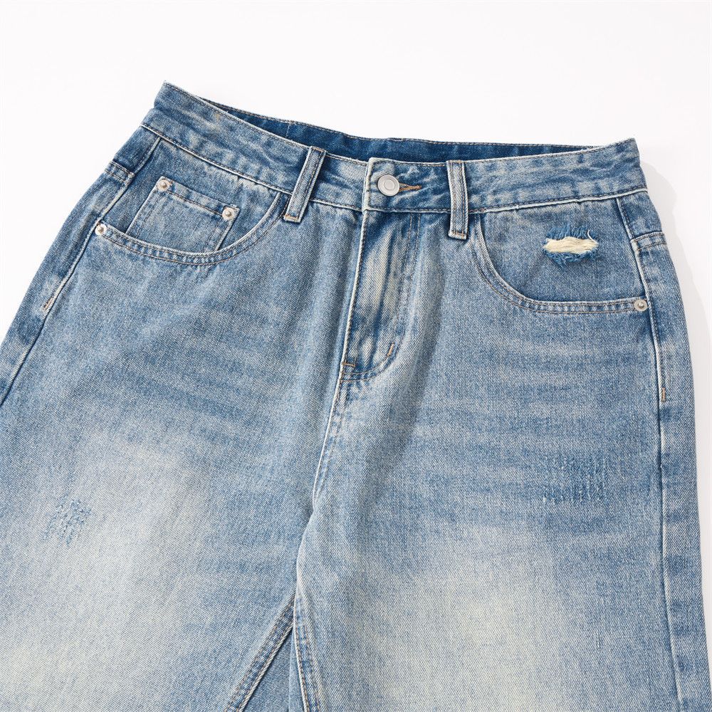 Jean Retro men's loose casual distressed washed gradient jeans Size US 32 / EU 48 - 5 Thumbnail