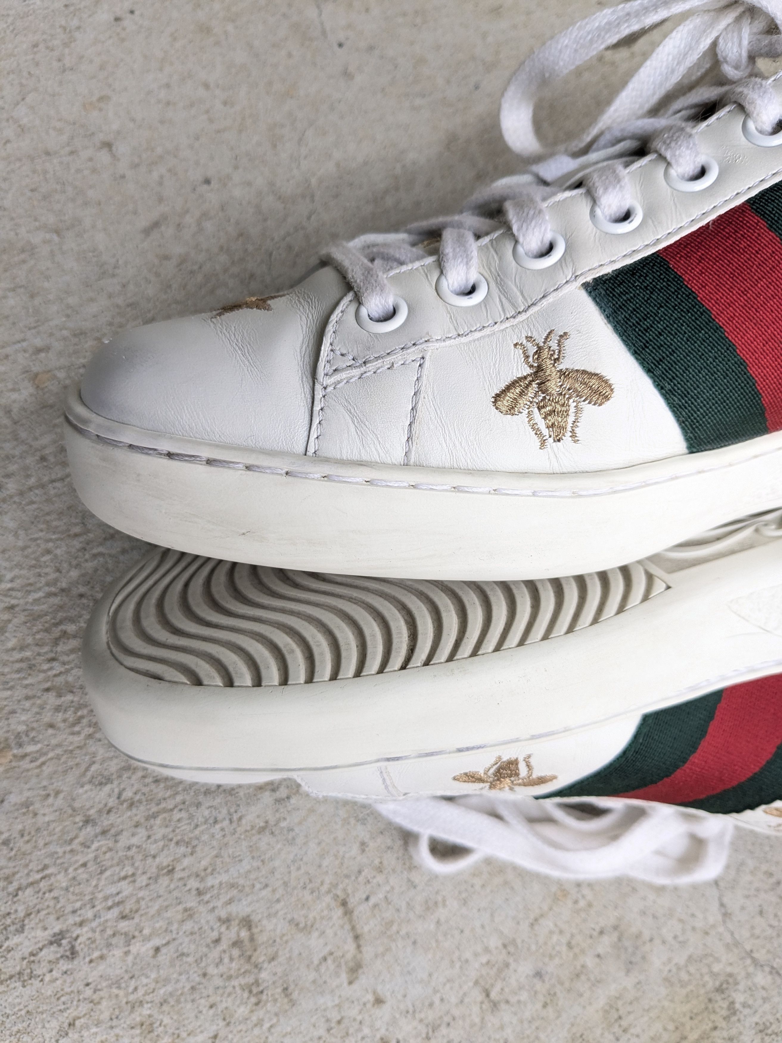 Gucci Gucci Ace Sneakers White Bee Stars Low 7 Leather Size US 7 / EU 40 - 14 Thumbnail