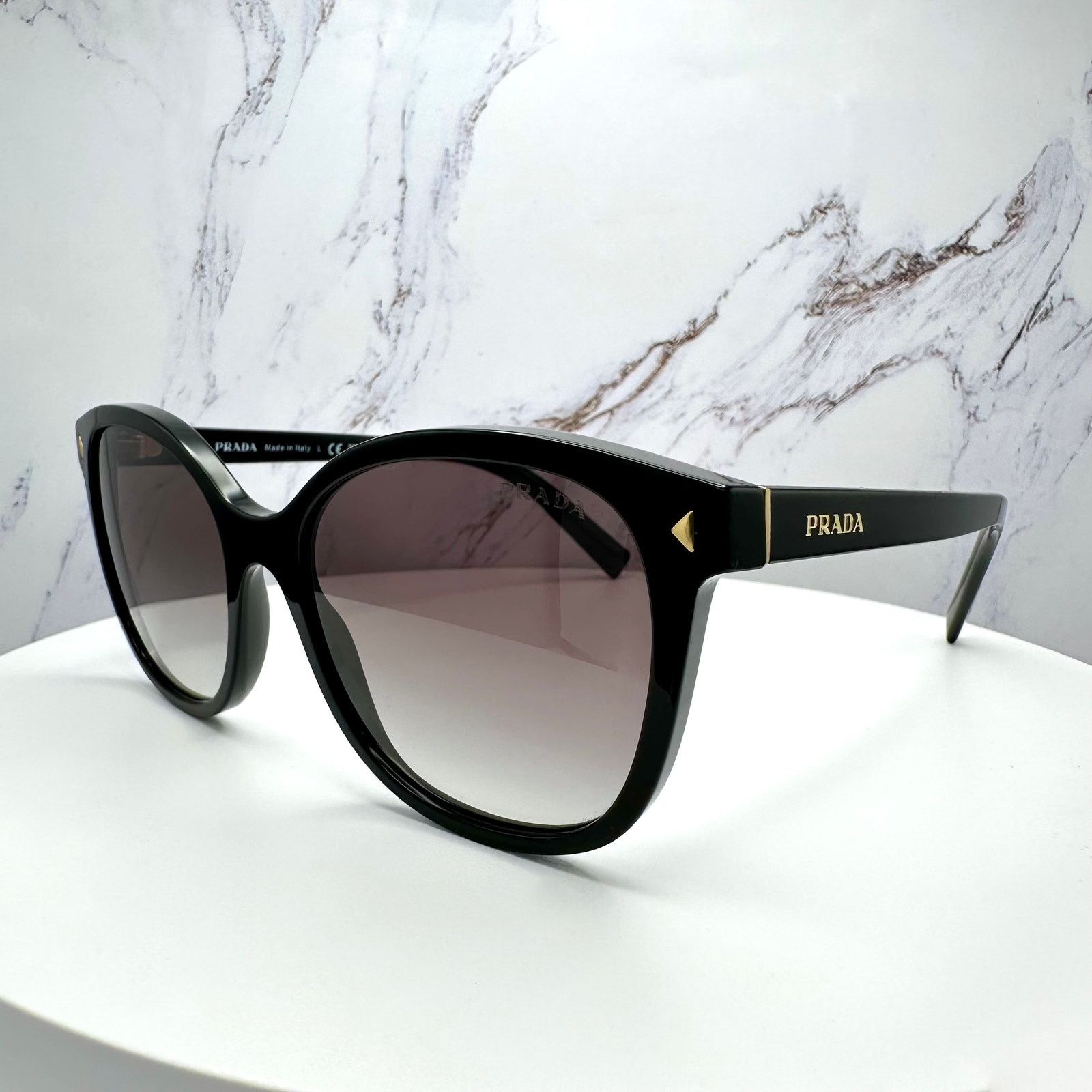 Prada New PRADA Sunglasses Black Gold Square Gray Lens Size ONE SIZE - 6 Thumbnail