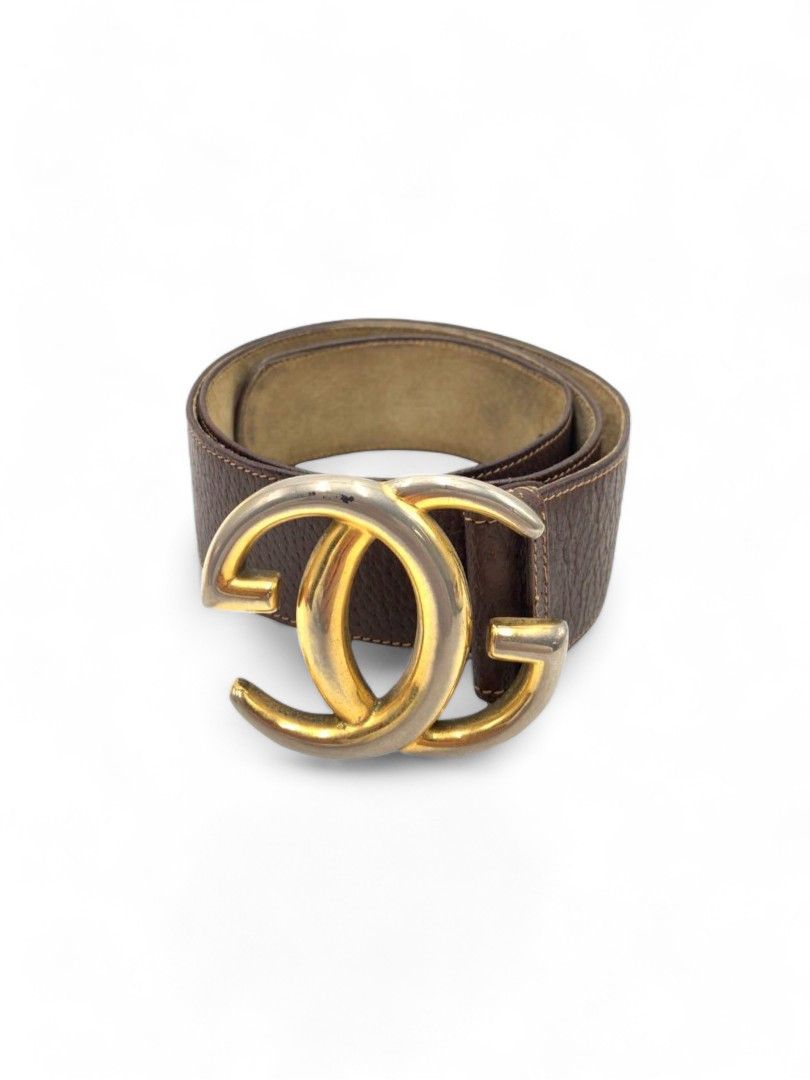 Gucci leather belt vintage gold pendant GG original