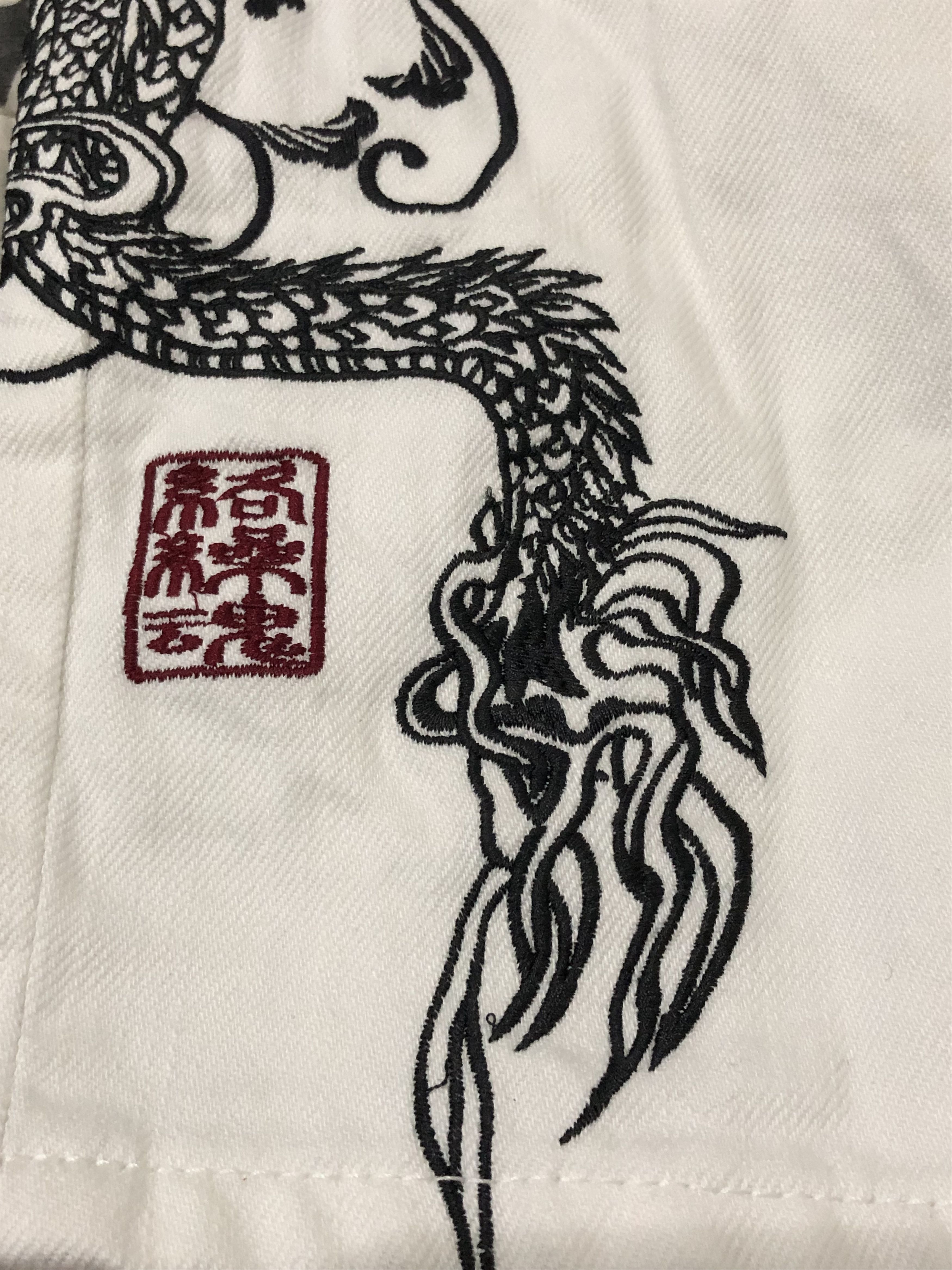 Japanese Brand Rare Karakuri Tamashii Eccentric Original Denim Dragon Art Size US 35 - 3 Thumbnail