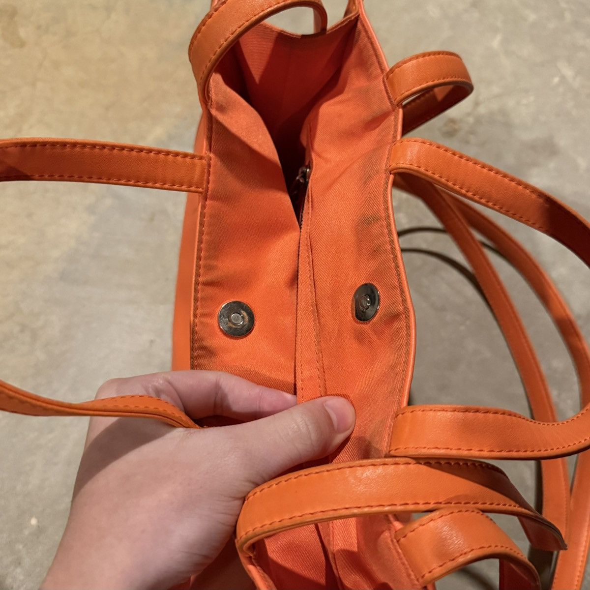 Telfar Telfar Shopping Tote Bag Orange Vegan Leather Medium Size ONE SIZE - 10 Thumbnail