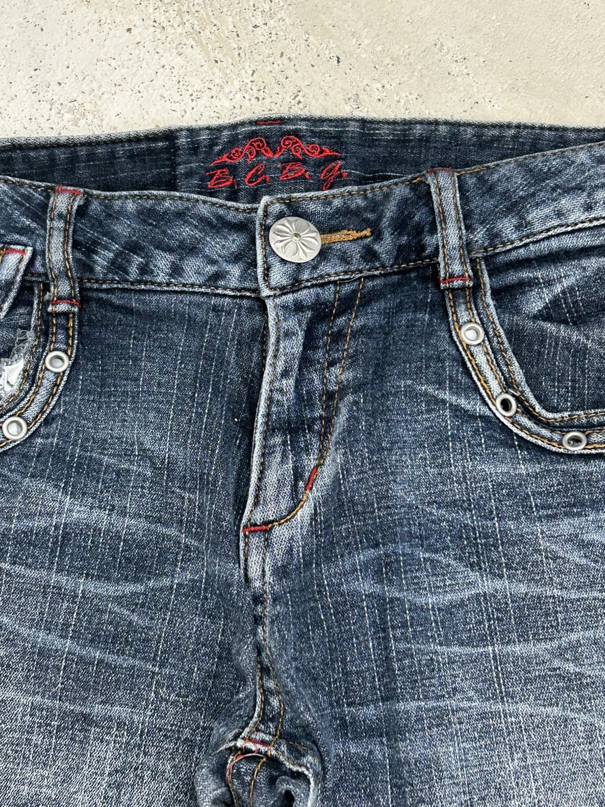 GOSTAR DE FUGA Flare BCBG Bootcut Distressed Fade Washed Button Studded Size US 30 / EU 46 - 9 Thumbnail