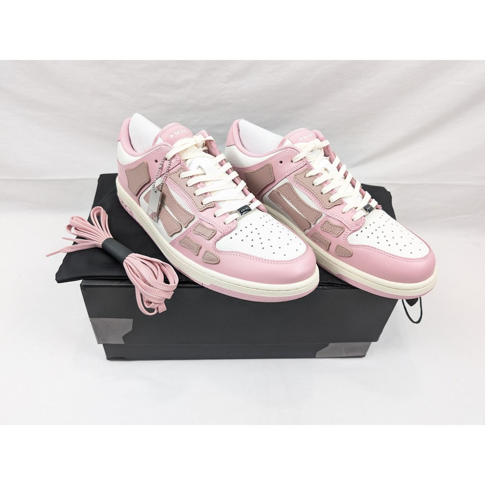Amiri o1rshd1 Skelton Low-Top Sneakers in Rose Pink/White Size US 13 / EU 46 - 20 Thumbnail