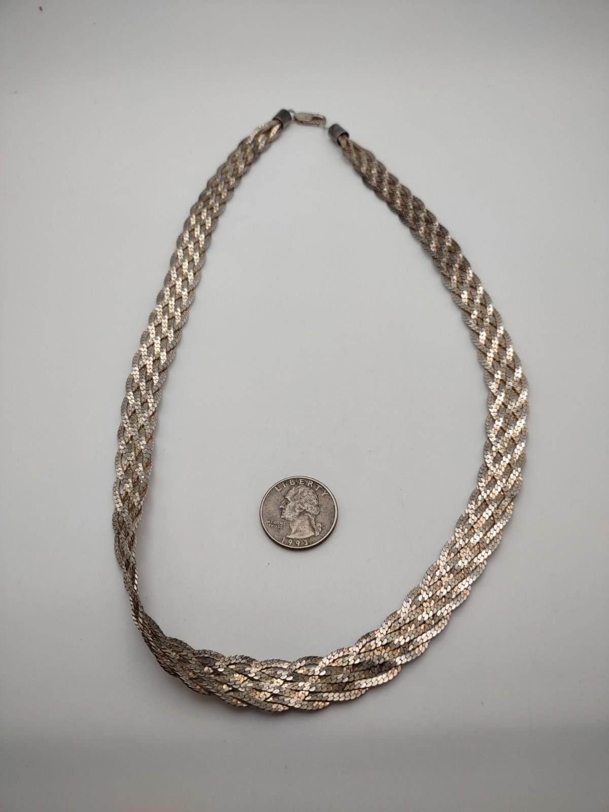 The Unbranded Brand Sterling Silver Braided Necklace 925 23 Inch Statement Size ONE SIZE - 2 Thumbnail