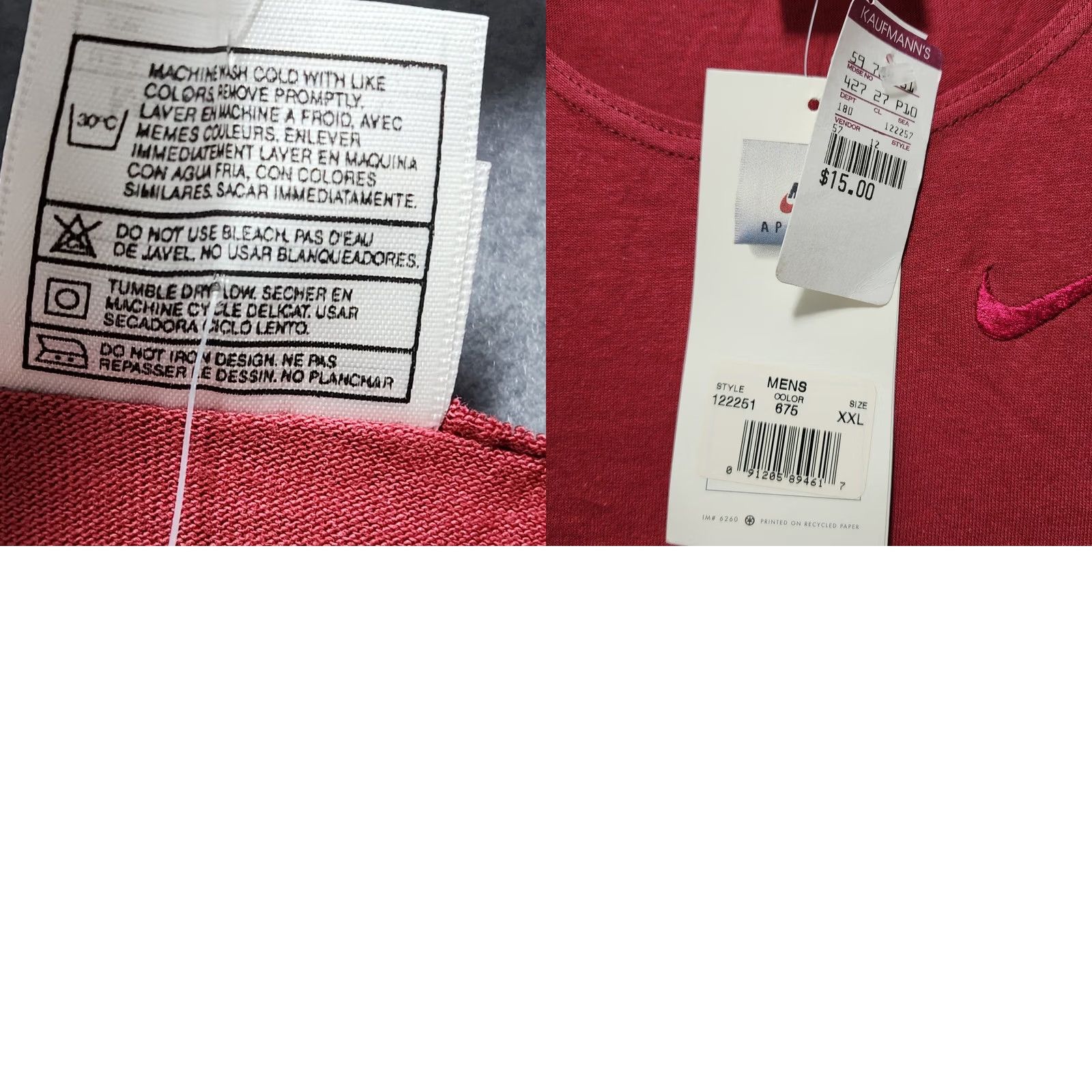Nike VINTAGE Nike Mens Tank Top XXL Maroon Cotton Embroidered Logo Deadstock Made USA 90s Logo Mens Tank Top XL? Size US XXL / EU 58 / 5 - 8 Thumbnail