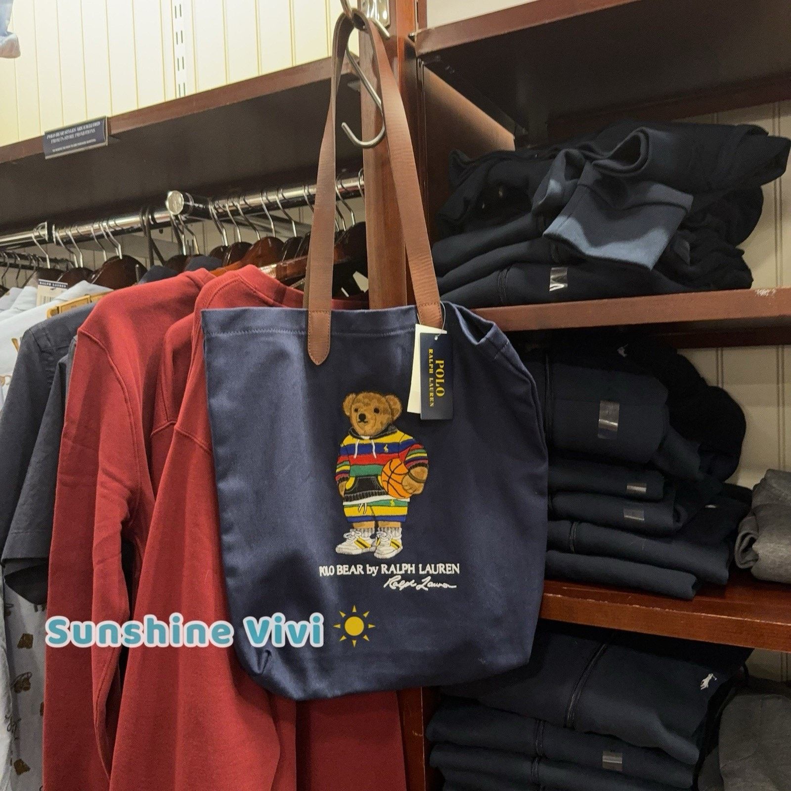 Polo Ralph Lauren NWT Polo Ralph Lauren Cotton Twill BEAR Tote Bag Navy Size ONE SIZE - 1 Thumbnail