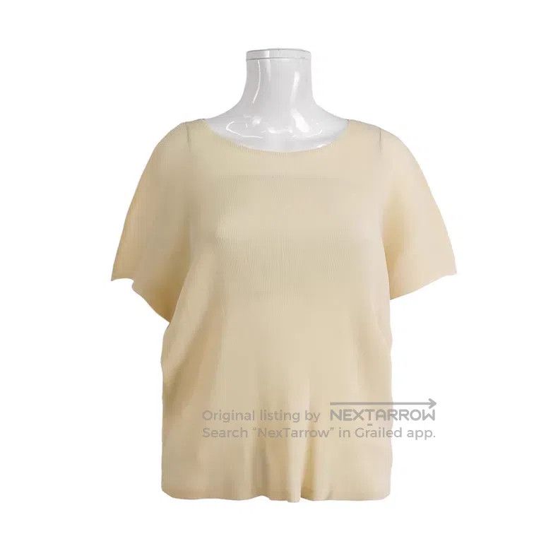 Issey Miyake Issey Miyake Beige Short Sleeve Top Size L / US 10 / IT 46 - 1 Thumbnail