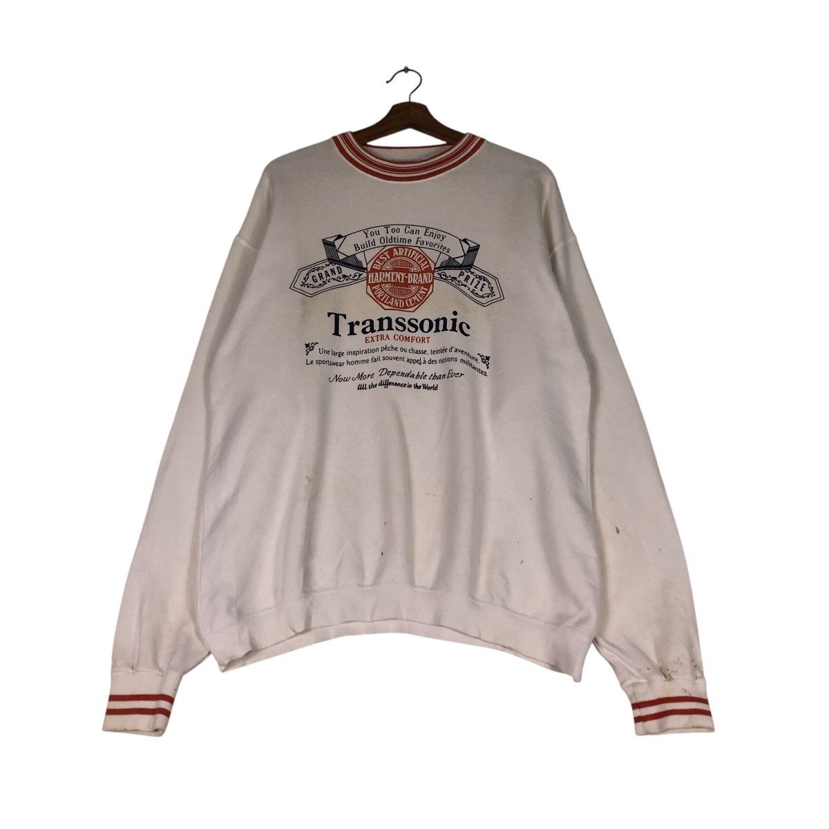 Japanese Brand 90s Transsonic Big Print Sweatshirt — Distressed + Sun-Faded Size US L / EU 52-54 / 3 - 3 Thumbnail