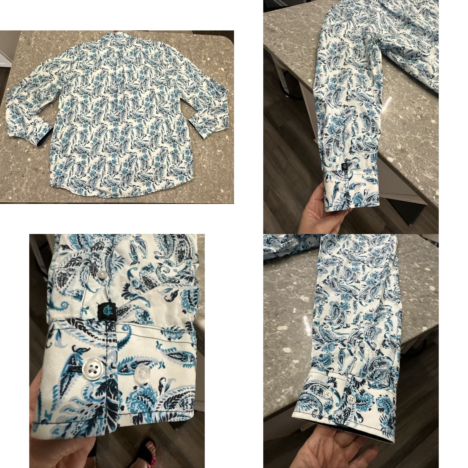 Cody James Cody James Core Button Up Shirt 2XL Paisley Western Regular Fit 100% Cotton Blue Button-Down Collar Mens Shirt Size US XXL / EU 58 / 5 - 9 Thumbnail