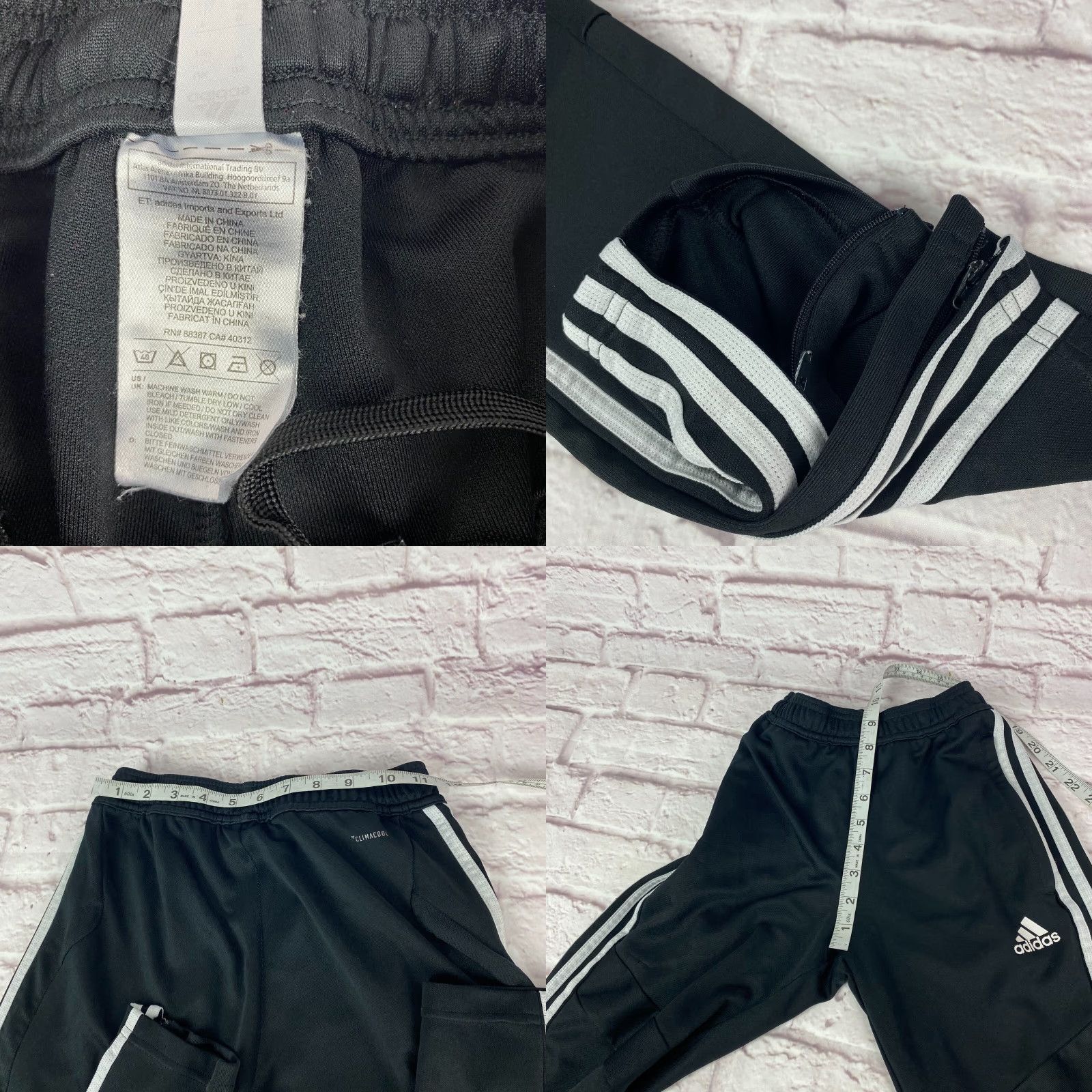 Adidas Adidas Track Sweatpants Teens M Black Logo Athletic Ankle Zip Pants Size 32" / US 10 / IT 46 - 8 Thumbnail