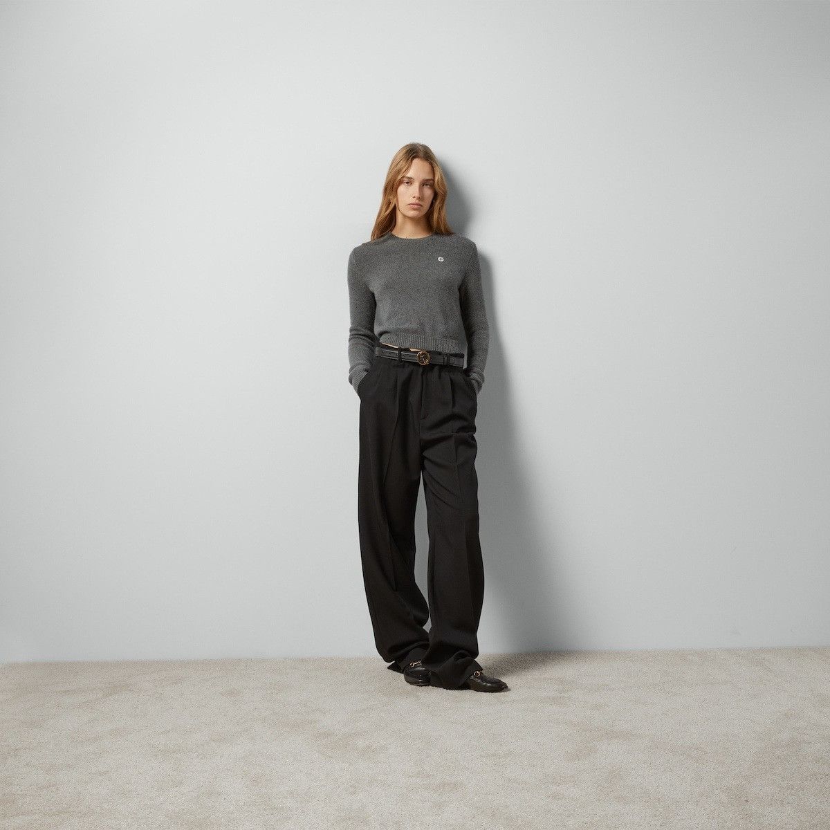 Gucci o1la5ras0526 Wool Cashmere Sweater With Embroidery in Grey Size XL / US 12-14 / IT 48-50 - 2 Thumbnail