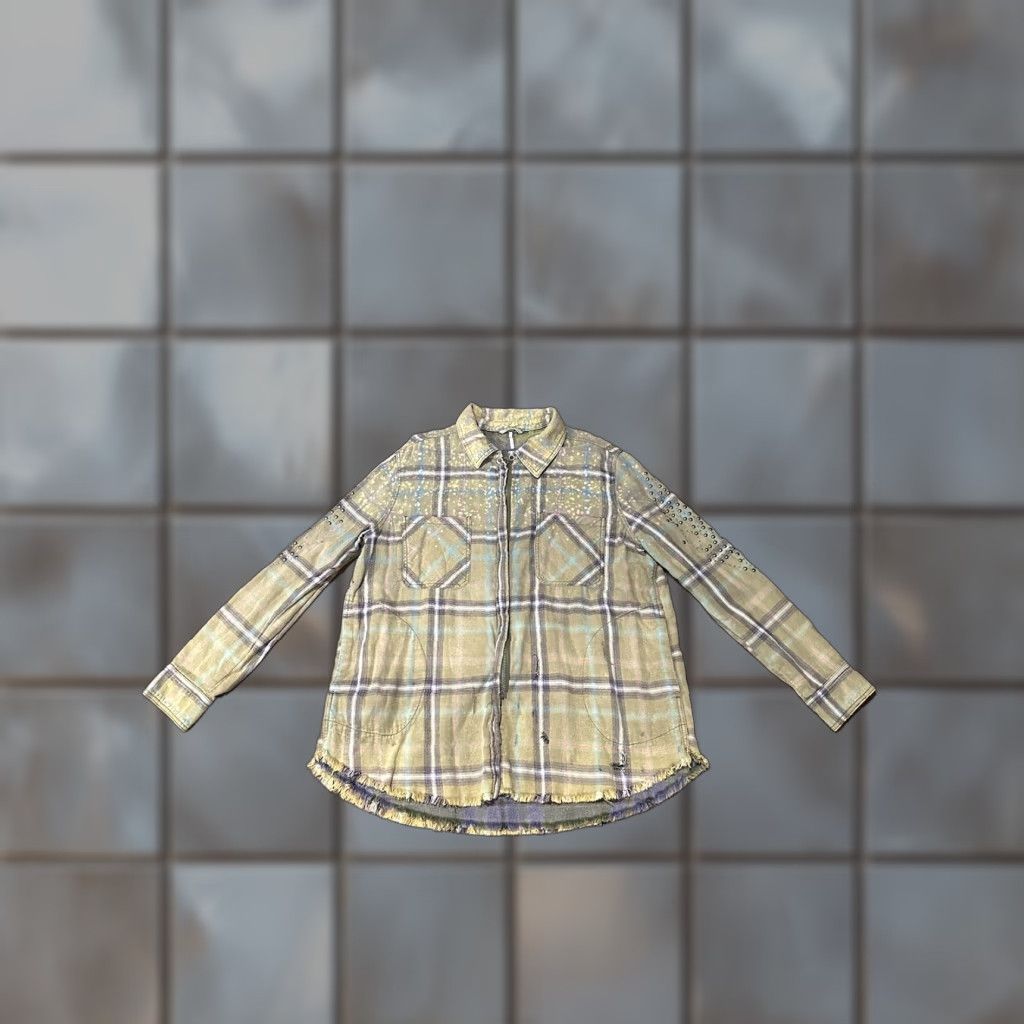 Free People Free People Deconstructed Jacket Adult Medium Green Plaid Zip Up Cotton Womens Size M / US 6-8 / IT 42-44 - 1 Thumbnail