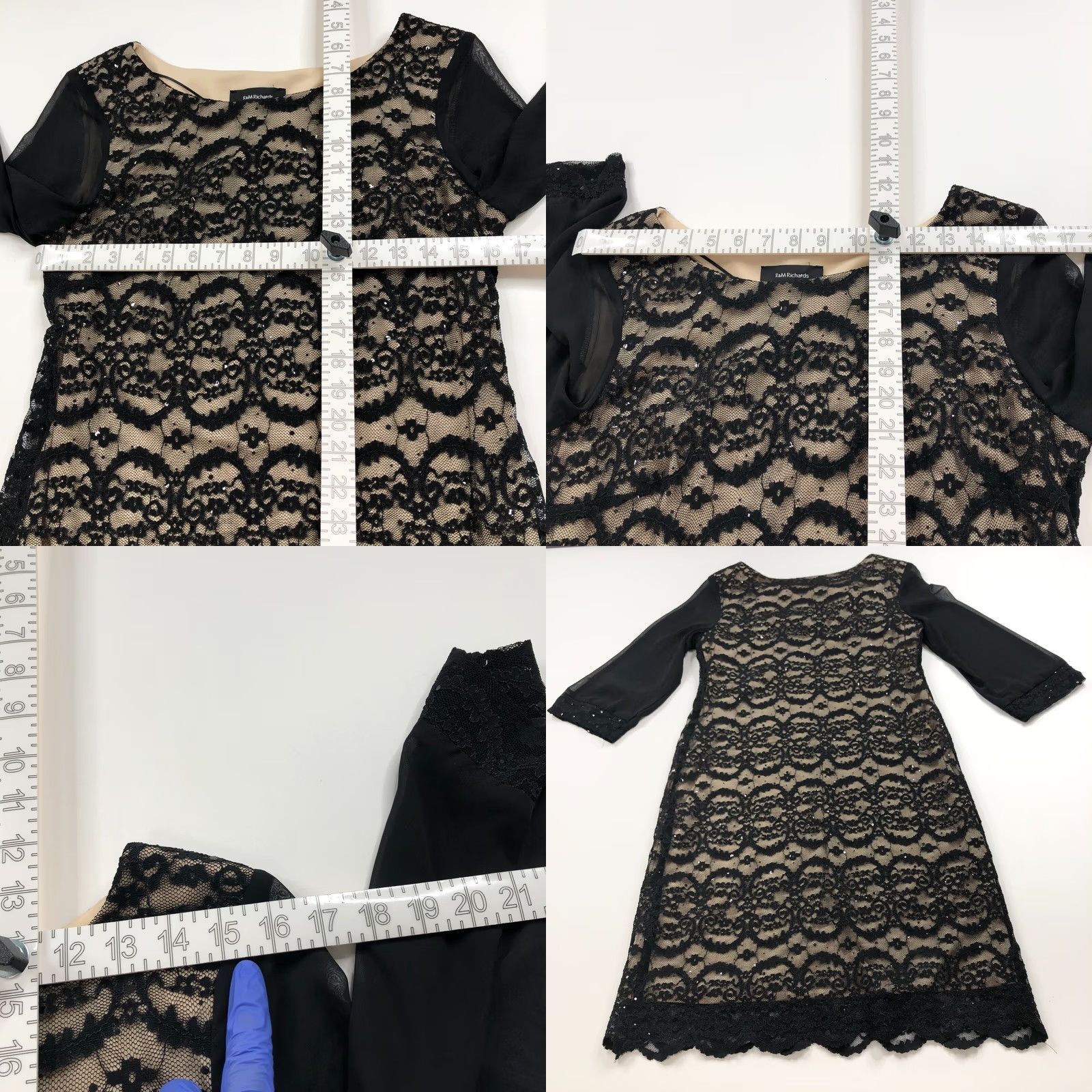 Vintage R&M Richards Dress Women's Above Knee Lace Lined Black MINT 12 Sleeveless Boat Neck A-Line Short Vintage: No Size XL / US 12-14 / IT 48-50 - 8 Thumbnail