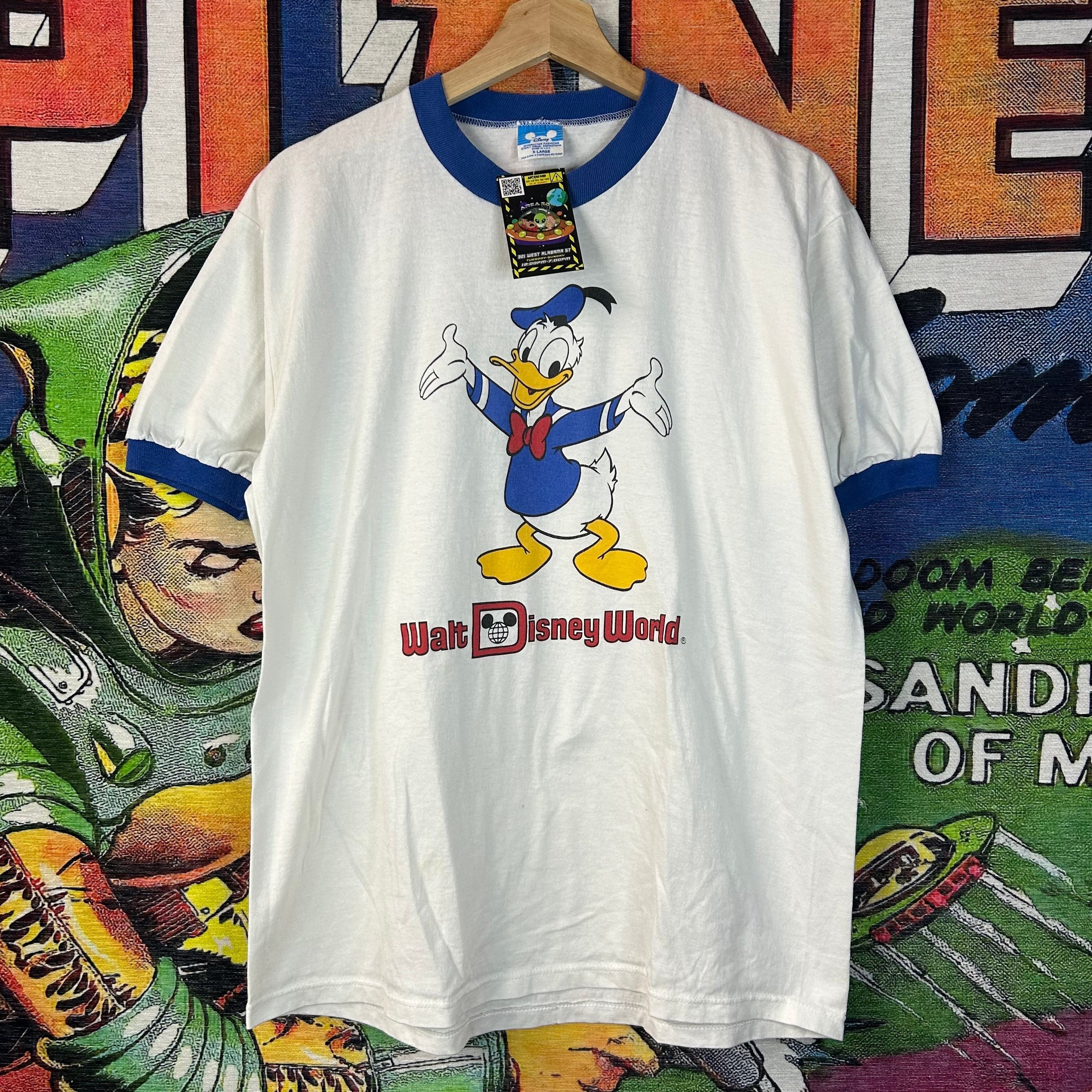 Vintage 80s Donald Duck Ringer Tee Size XL