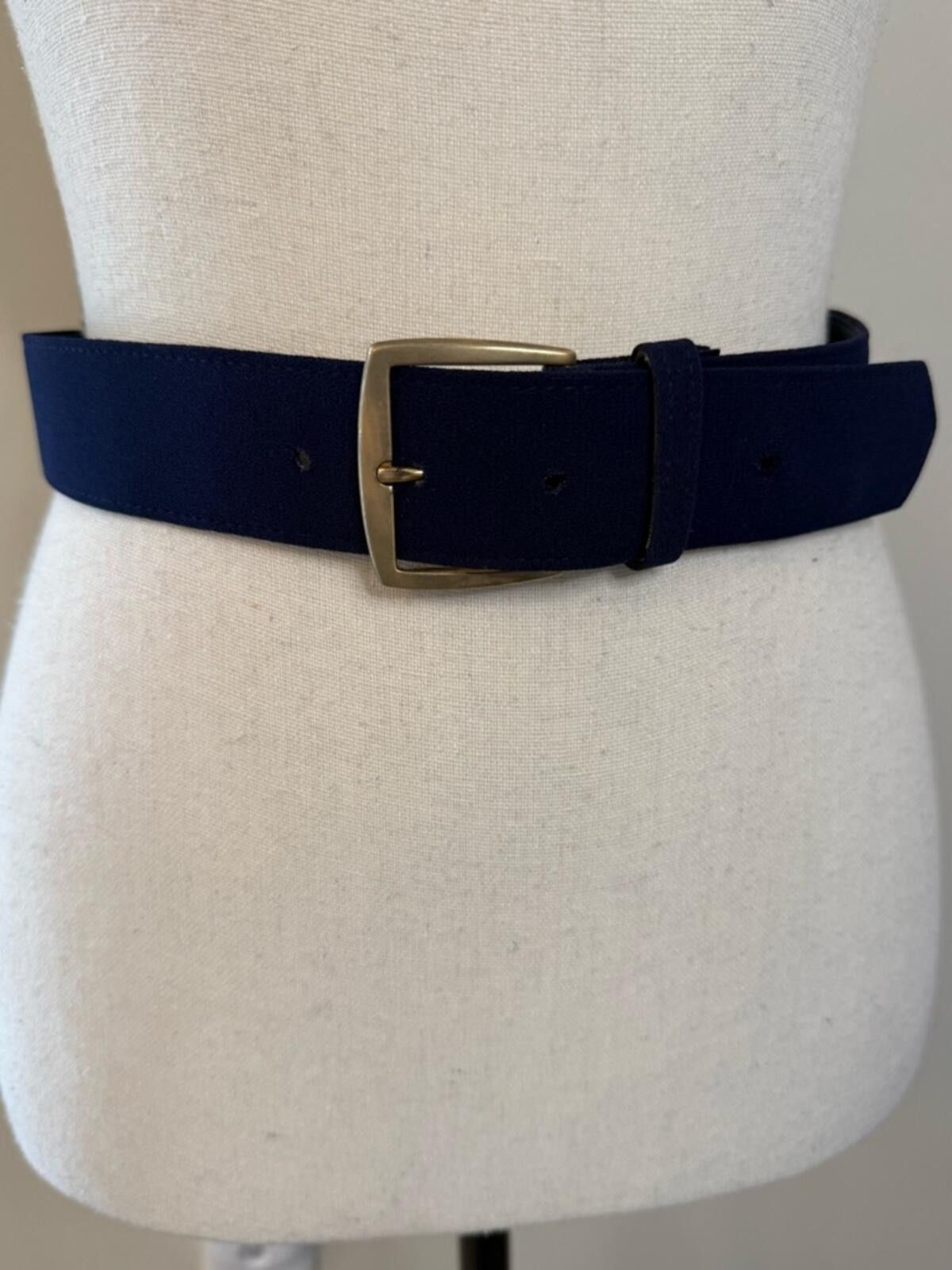 Other Blue faux suede leather belt with light gold buckle SZ 8 Size ONE SIZE - 1 Thumbnail