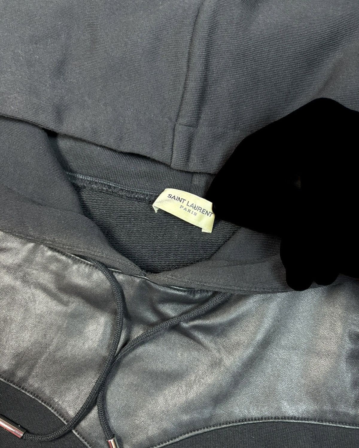 Saint Laurent Paris Saint Laurent 2013 Hedi Leather Patch Hoodie Size US M / EU 48-50 / 2 - 3 Thumbnail