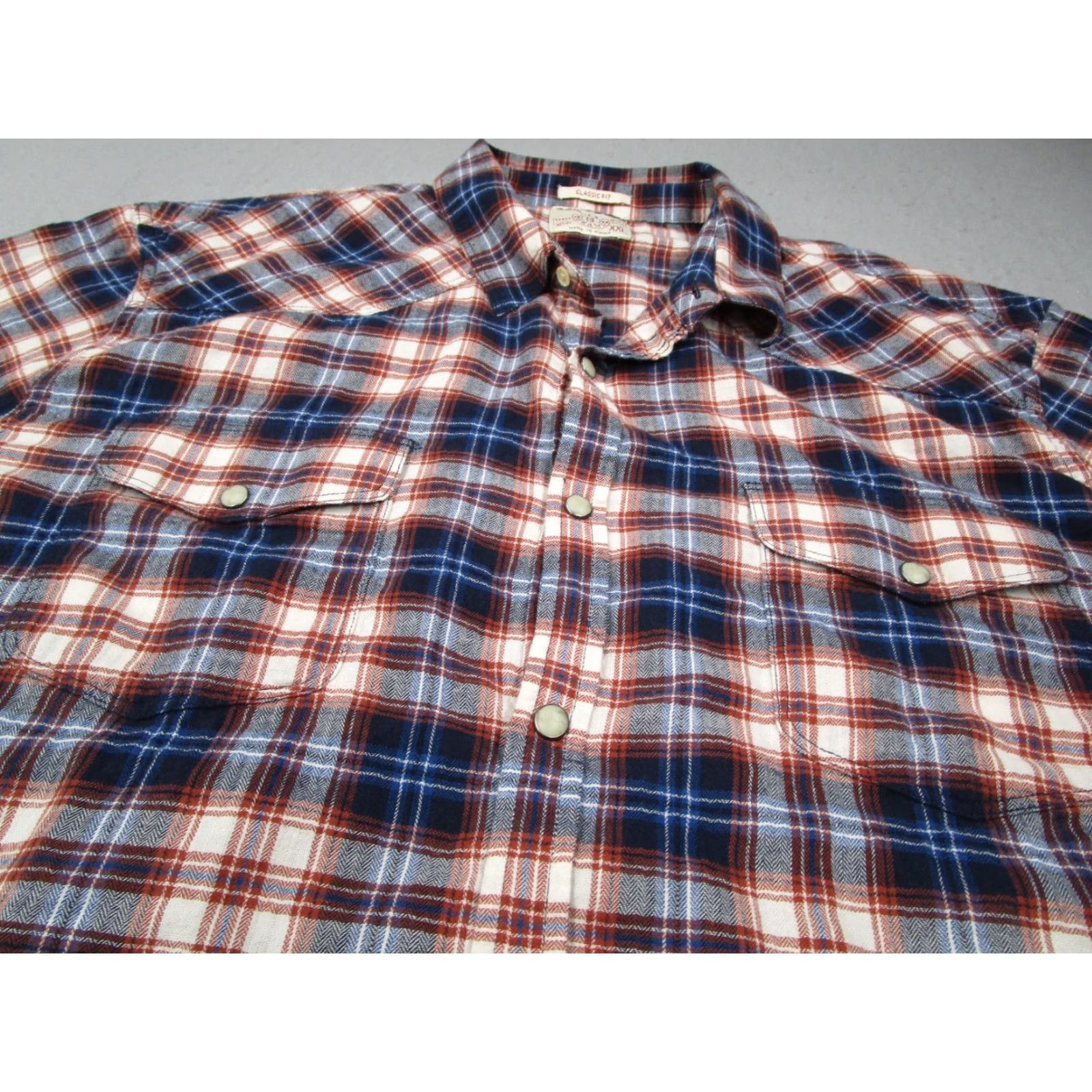 Lucky Brand Lucky Brand Shirt Mens 2XL Blue Plaid Button-Up Twill Pearl Snaps Yoke Pocket Western Casual Work Mens 2XL Blue Size US XXL / EU 58 / 5 - 2 Thumbnail