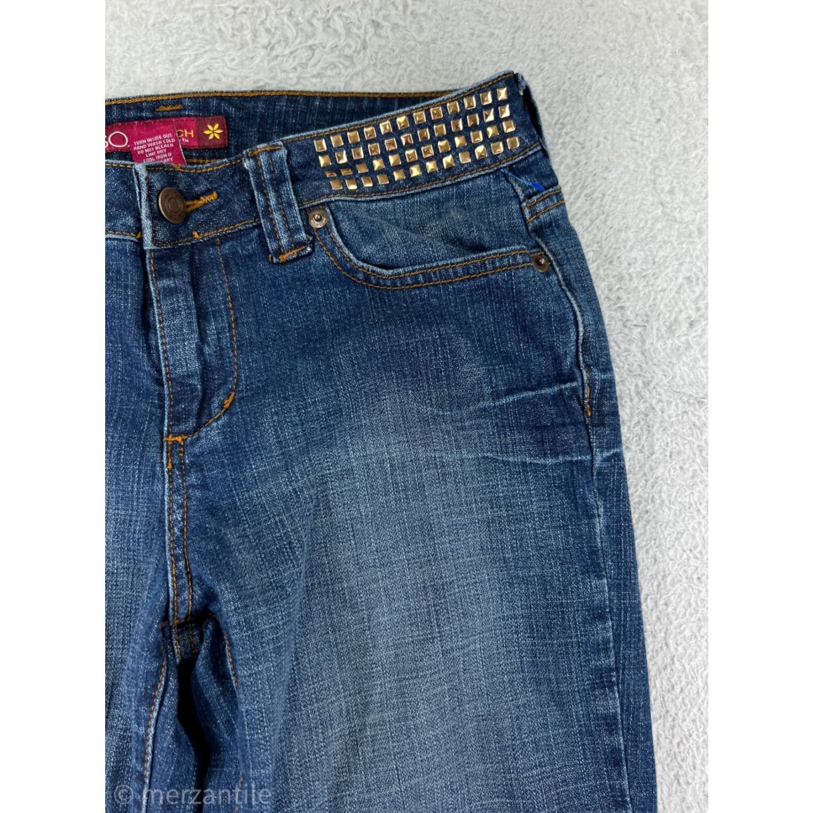 Denime SO Jeans Women 5 Bootcut Jeans Mid Rise Blue Denim Cotton Embroidered Studded 5-Pocket Regular Stretch Women's Cowboy Southwestern Classic Size 27" / US 4 / IT 40 - 7 Thumbnail